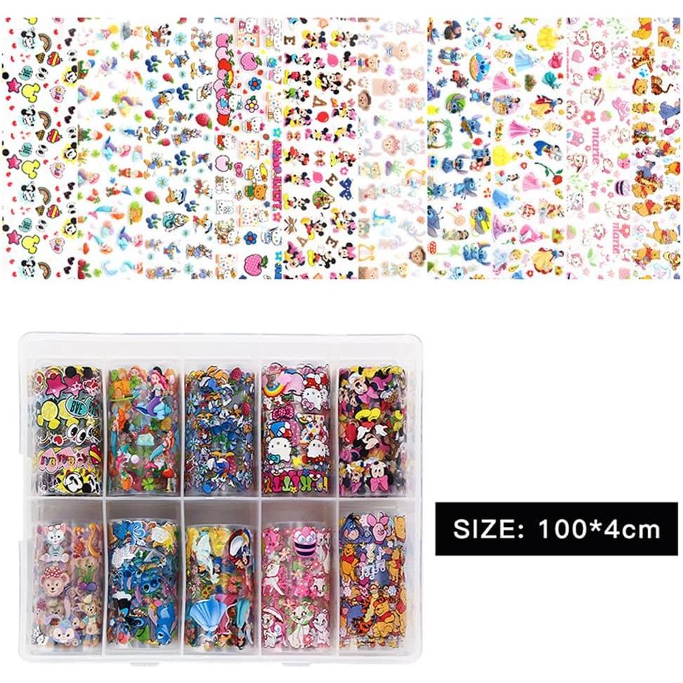 10 Rollos Stickers de Foil Holográfico Temote para Uñas