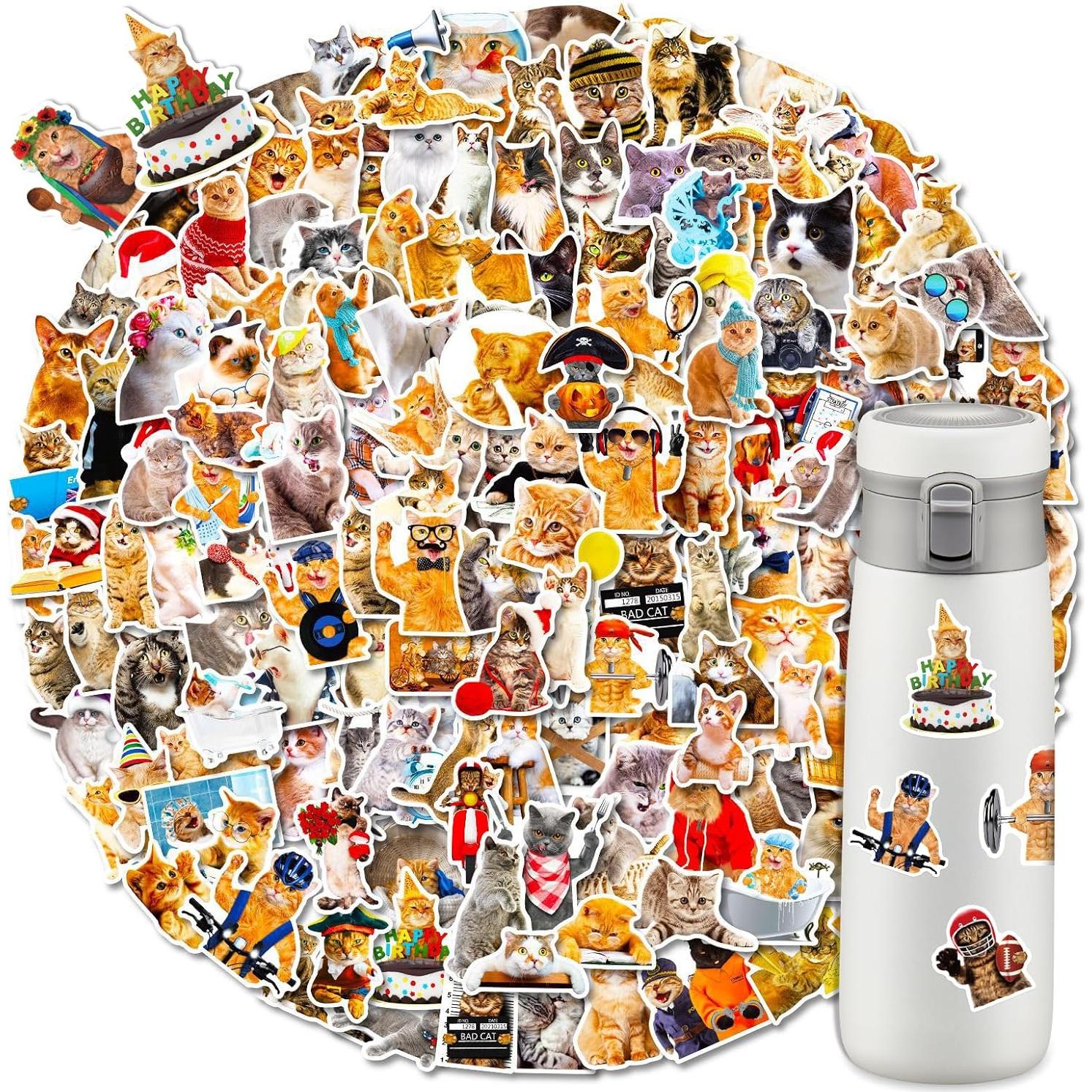 200 Stickers de Gato VERSAF - Calcomanías Impermeables Coloridas