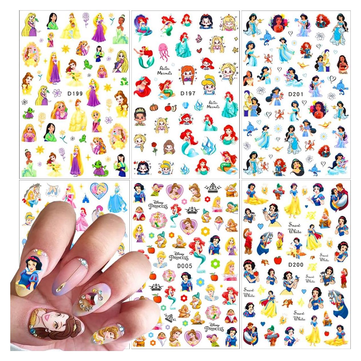 Pegatinas de Uñas Autoadhesivas PDFADSK 6 Hojas 3D Lindas