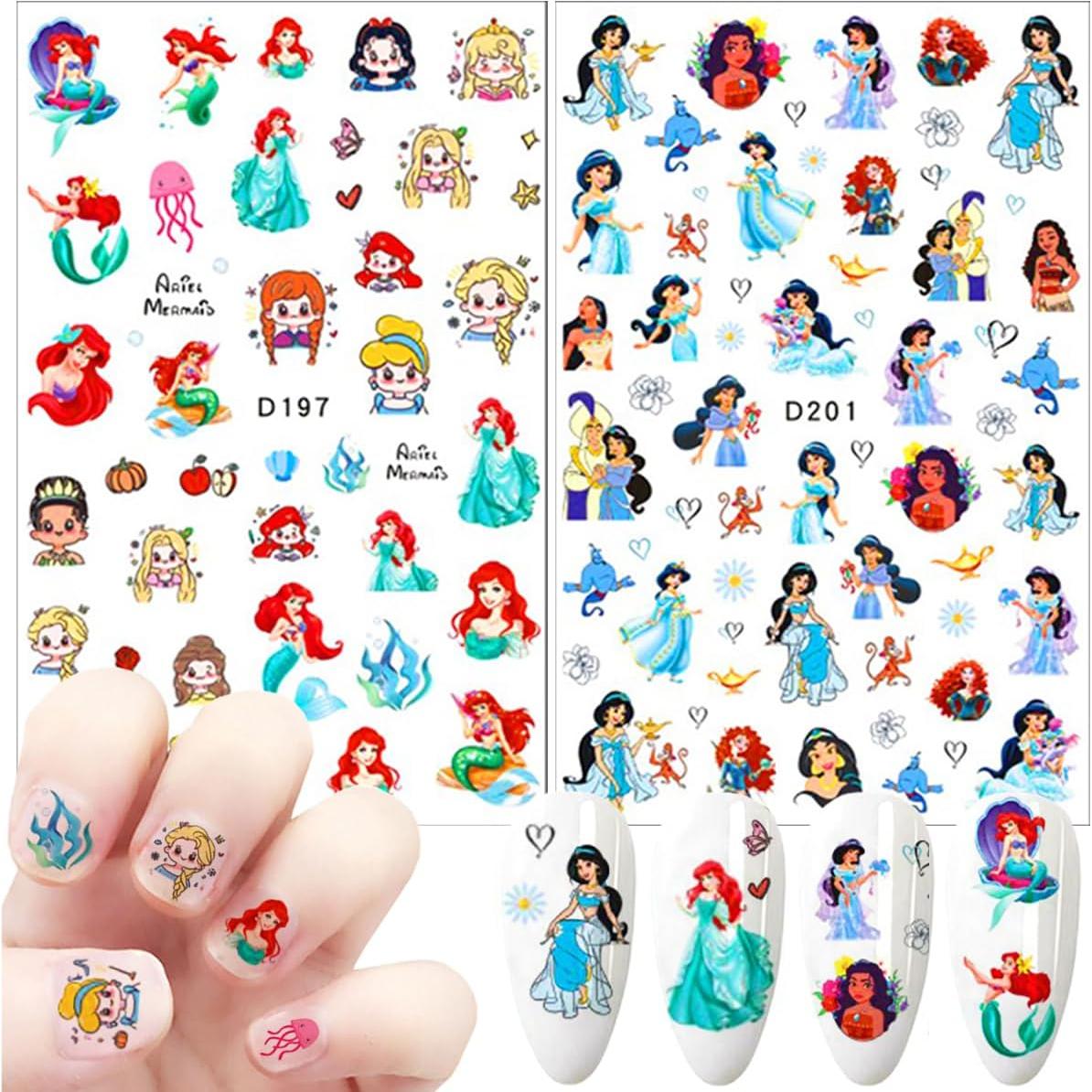 Pegatinas de Uñas Autoadhesivas PDFADSK 6 Hojas 3D Lindas