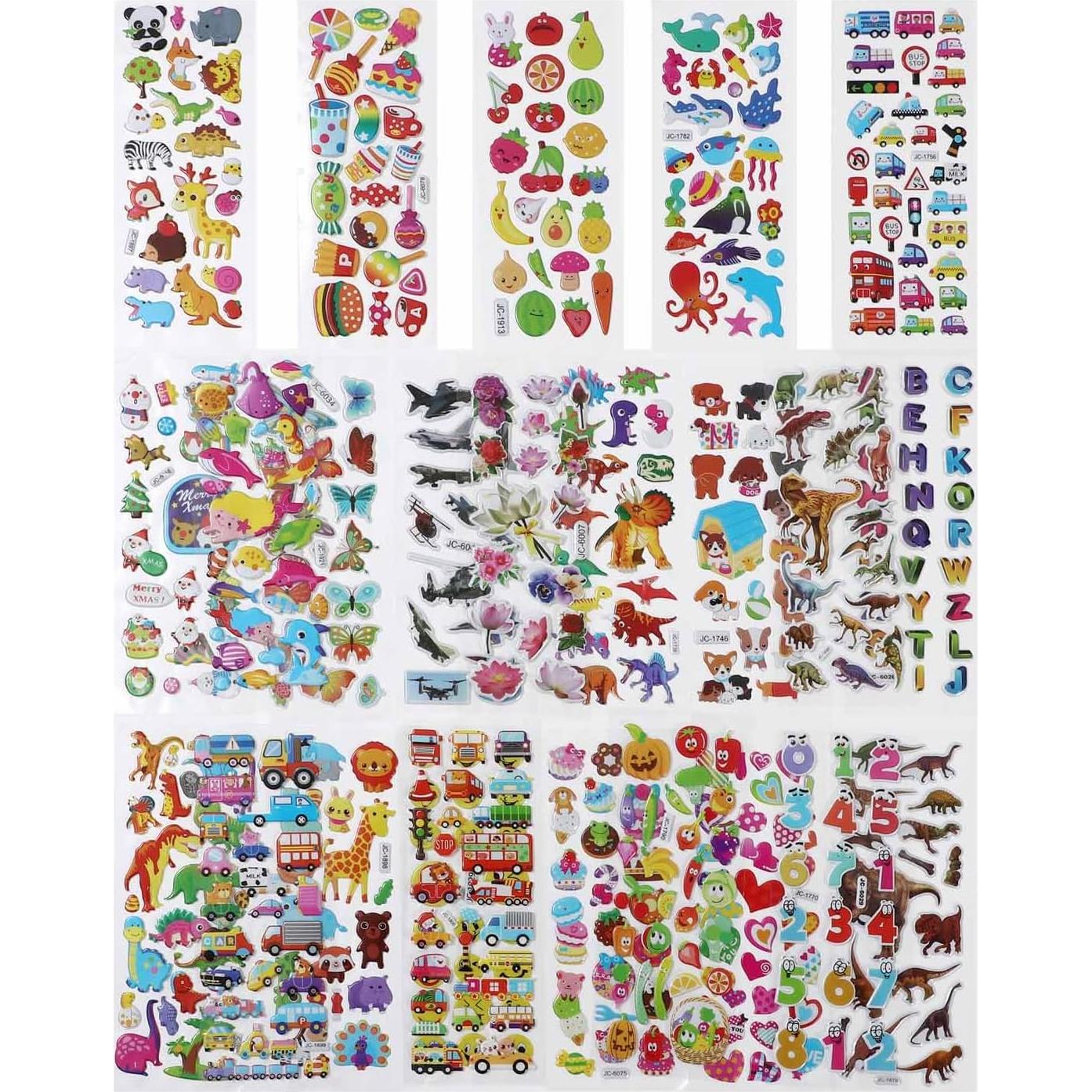 Pegatinas Puffy FNGEEN 3D para Niños - 24 Hojas Variadas