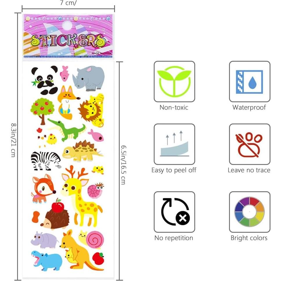 Pegatinas Puffy FNGEEN 3D para Niños - 24 Hojas Variadas