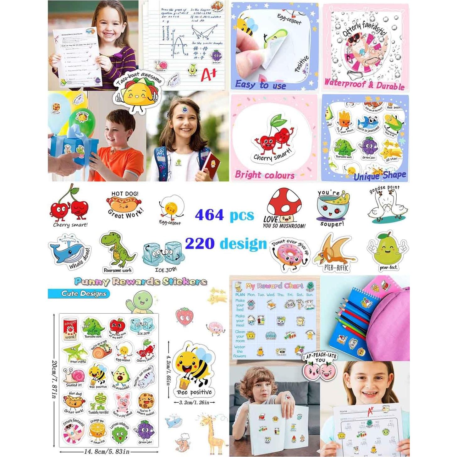 464 Pegatinas Divertidas FNGEEN para Niños - Motivacionales e Impermeables