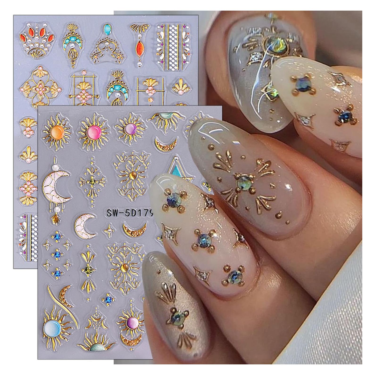 Calcomanías de Uñas Bohemias NZRAESTRS 2 Hojas Estrellas 5D