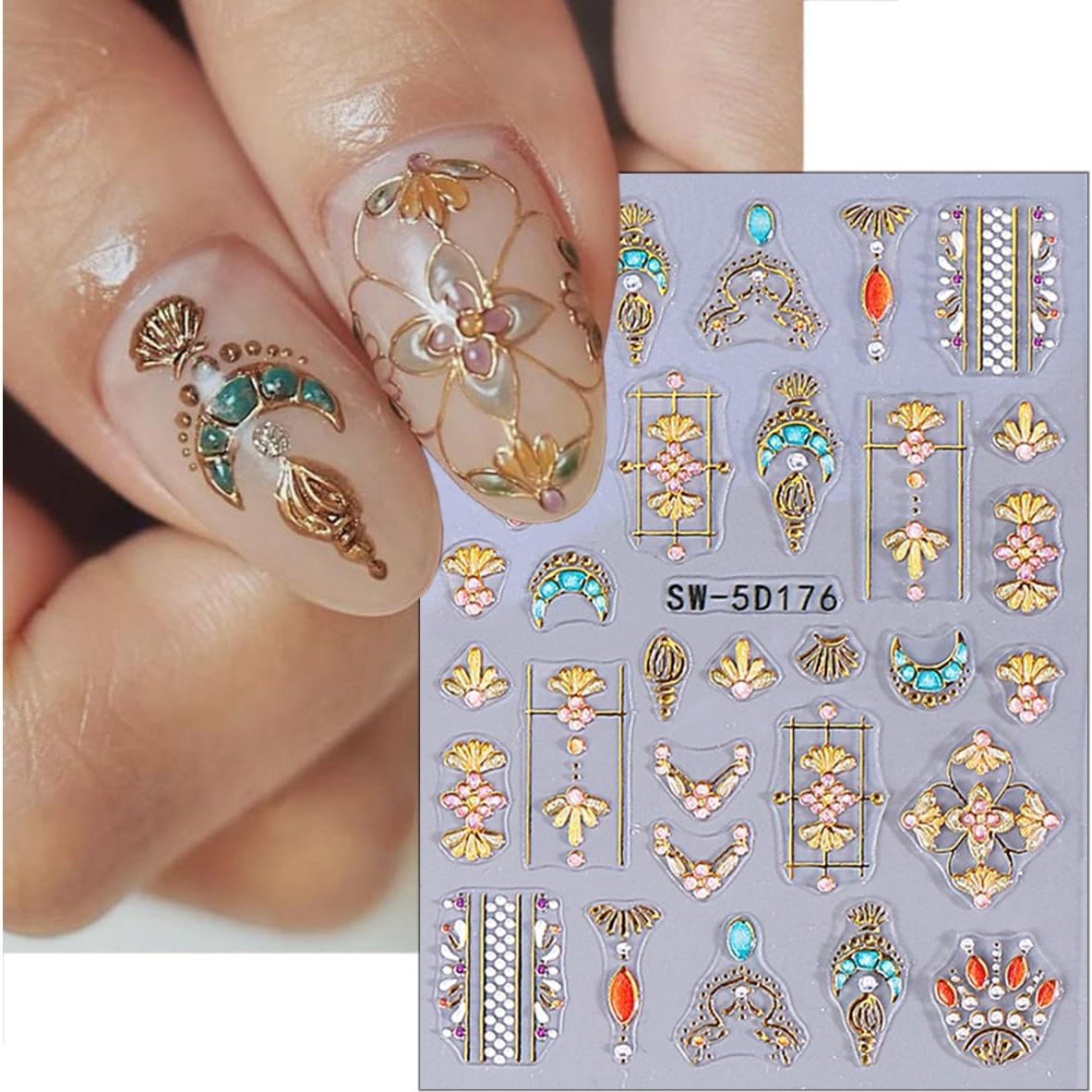 Calcomanías de Uñas Bohemias NZRAESTRS 2 Hojas Estrellas 5D