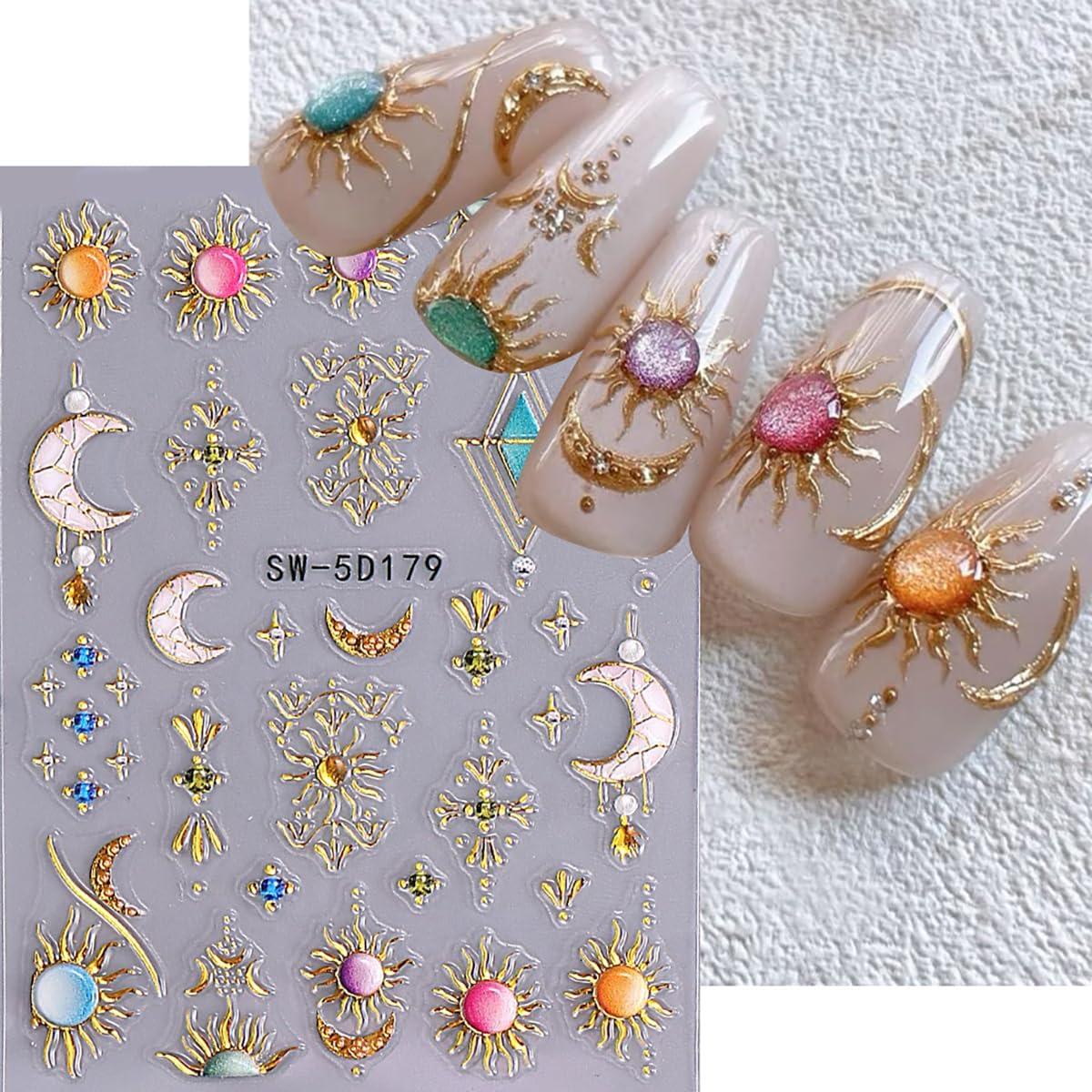 Calcomanías de Uñas Bohemias NZRAESTRS 2 Hojas Estrellas 5D