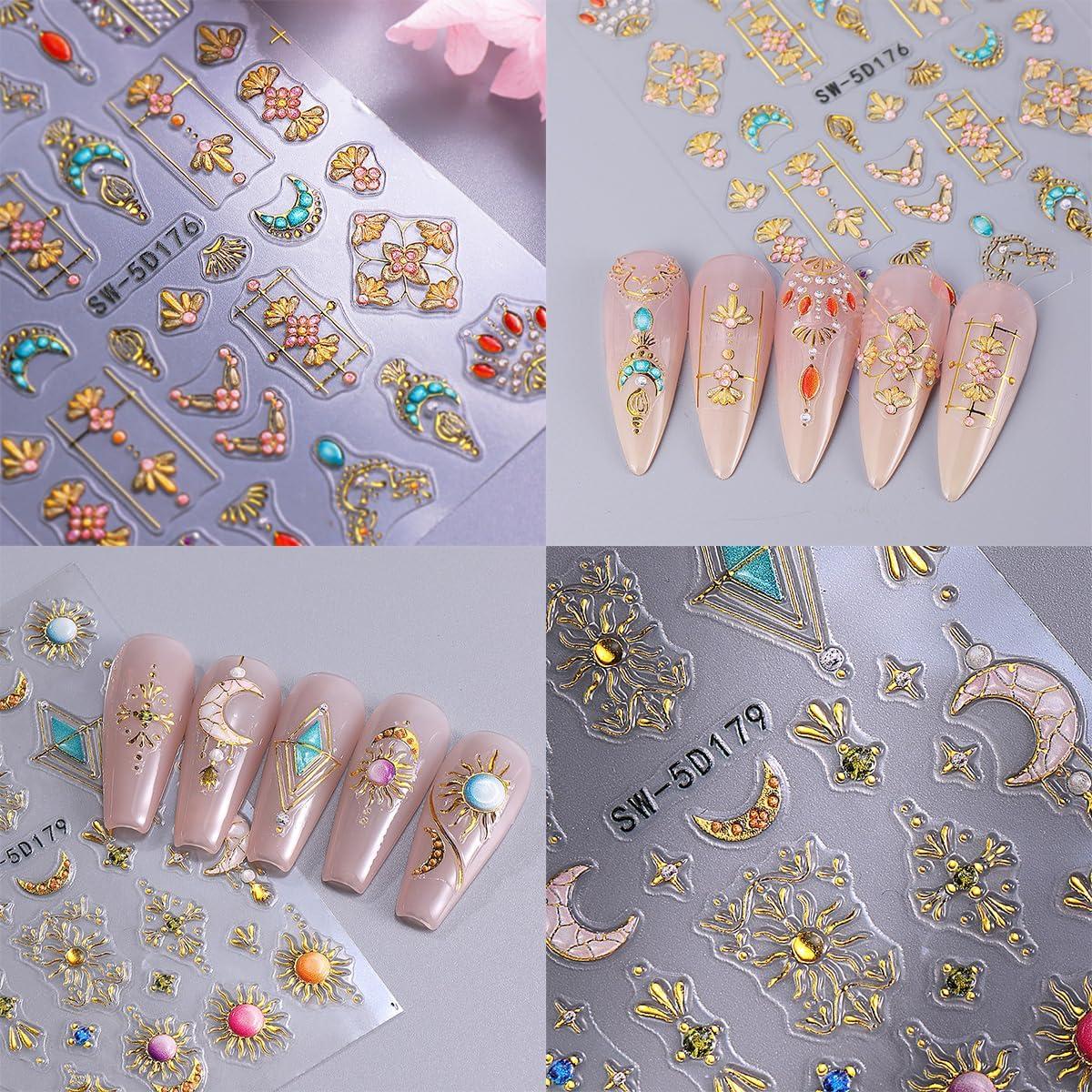 Calcomanías de Uñas Bohemias NZRAESTRS 2 Hojas Estrellas 5D