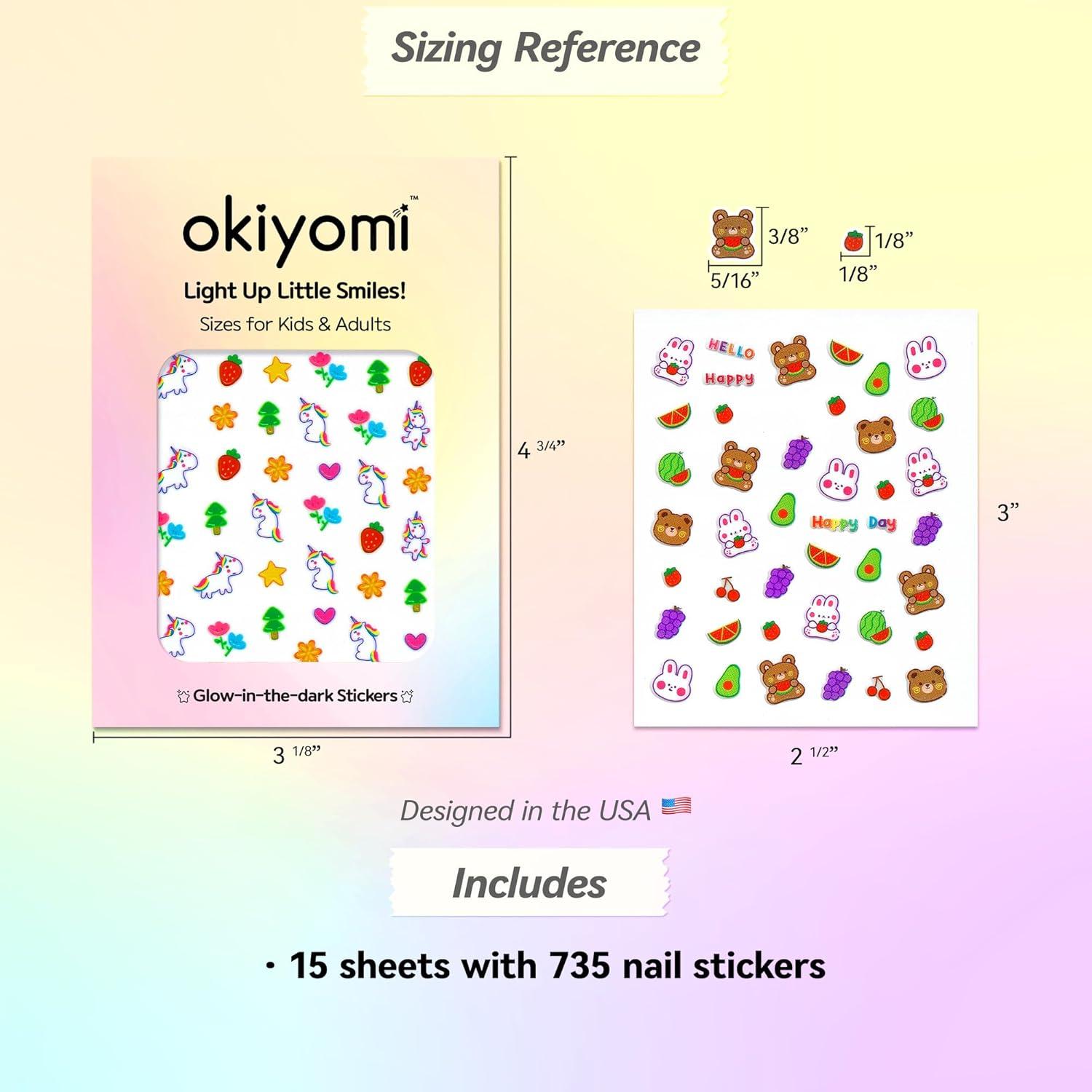 Calcomanías de Uñas Okiyomi 15 Hojas Brillan en la Oscuridad