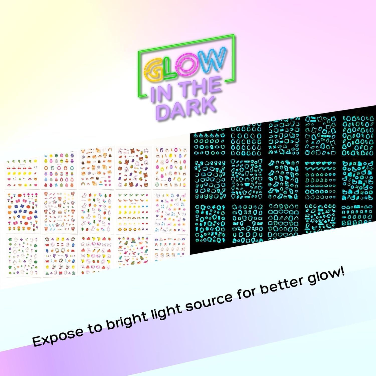 Calcomanías de Uñas Okiyomi 15 Hojas Brillan en la Oscuridad