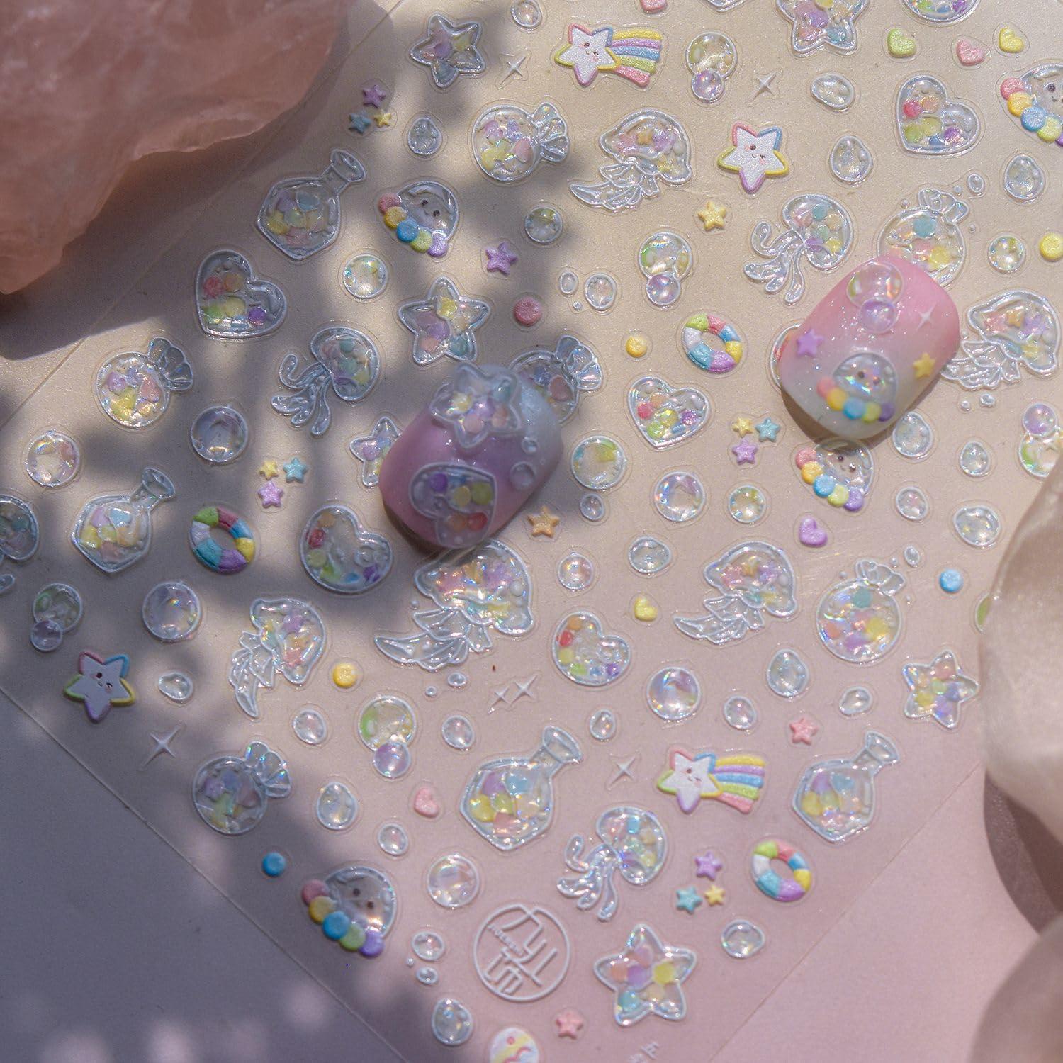 Calcomanías de Uñas 5D Autoadhesivas NBNTGH Coloridas