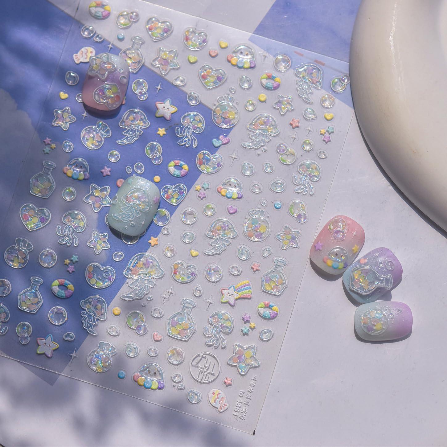 Calcomanías de Uñas 5D Autoadhesivas NBNTGH Coloridas