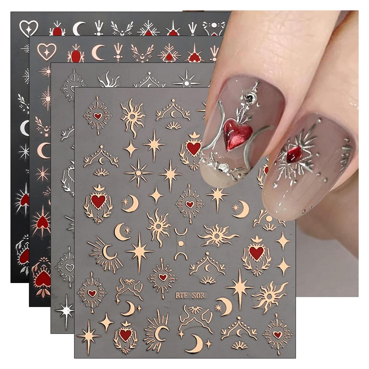 Pegatinas de Uñas Autoadhesivas JMEOWIO - Luna y Estrella