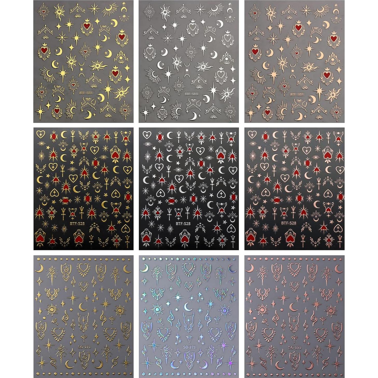 Pegatinas de Uñas Autoadhesivas JMEOWIO - Luna y Estrella