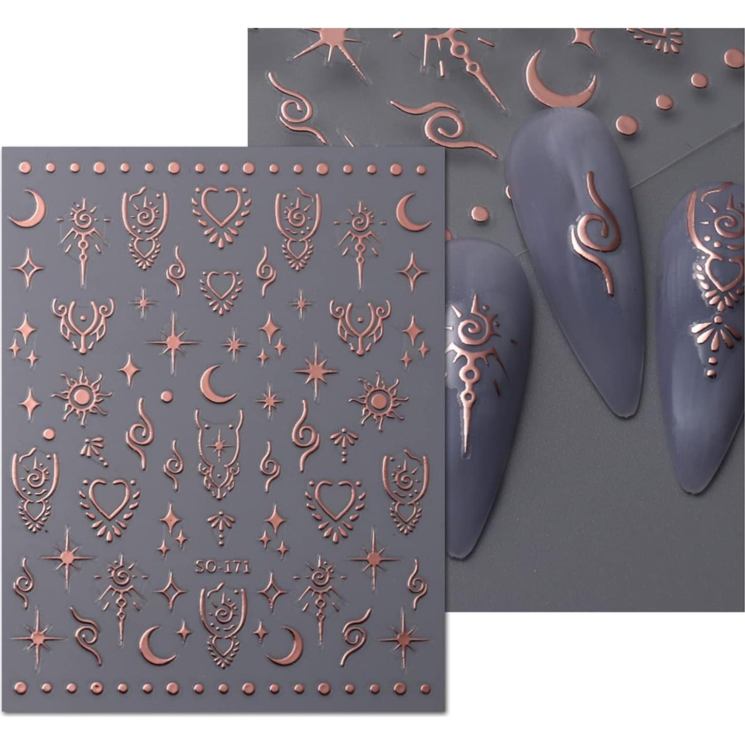 Pegatinas de Uñas Autoadhesivas JMEOWIO - Luna y Estrella