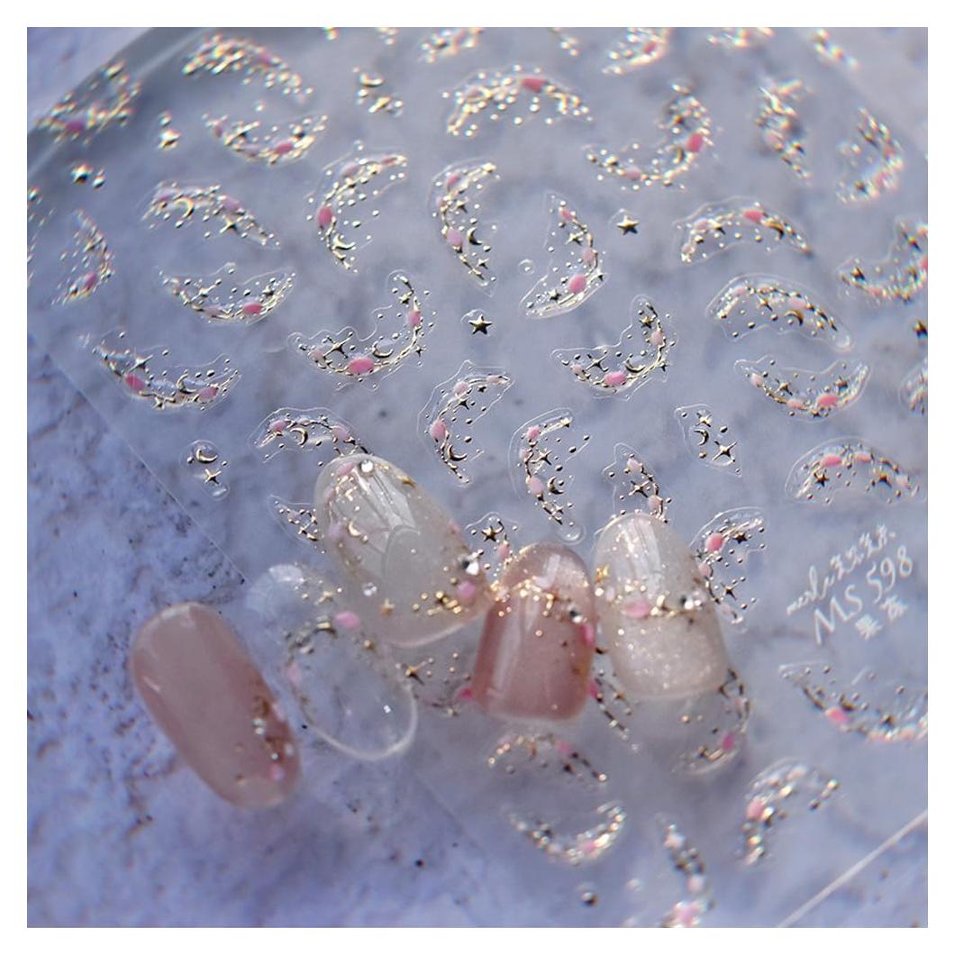 Pegatinas de Uñas de Cristal de Hielo Dornail - Diseño Estrella Luna