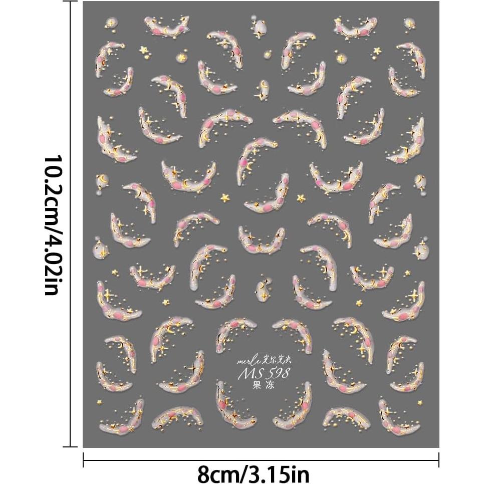 Pegatinas de Uñas de Cristal de Hielo Dornail - Diseño Estrella Luna