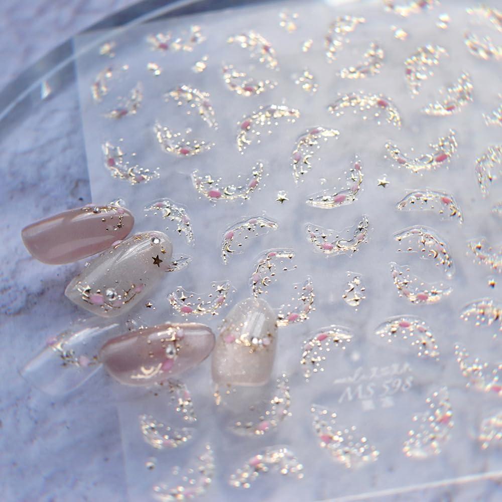 Pegatinas de Uñas de Cristal de Hielo Dornail - Diseño Estrella Luna