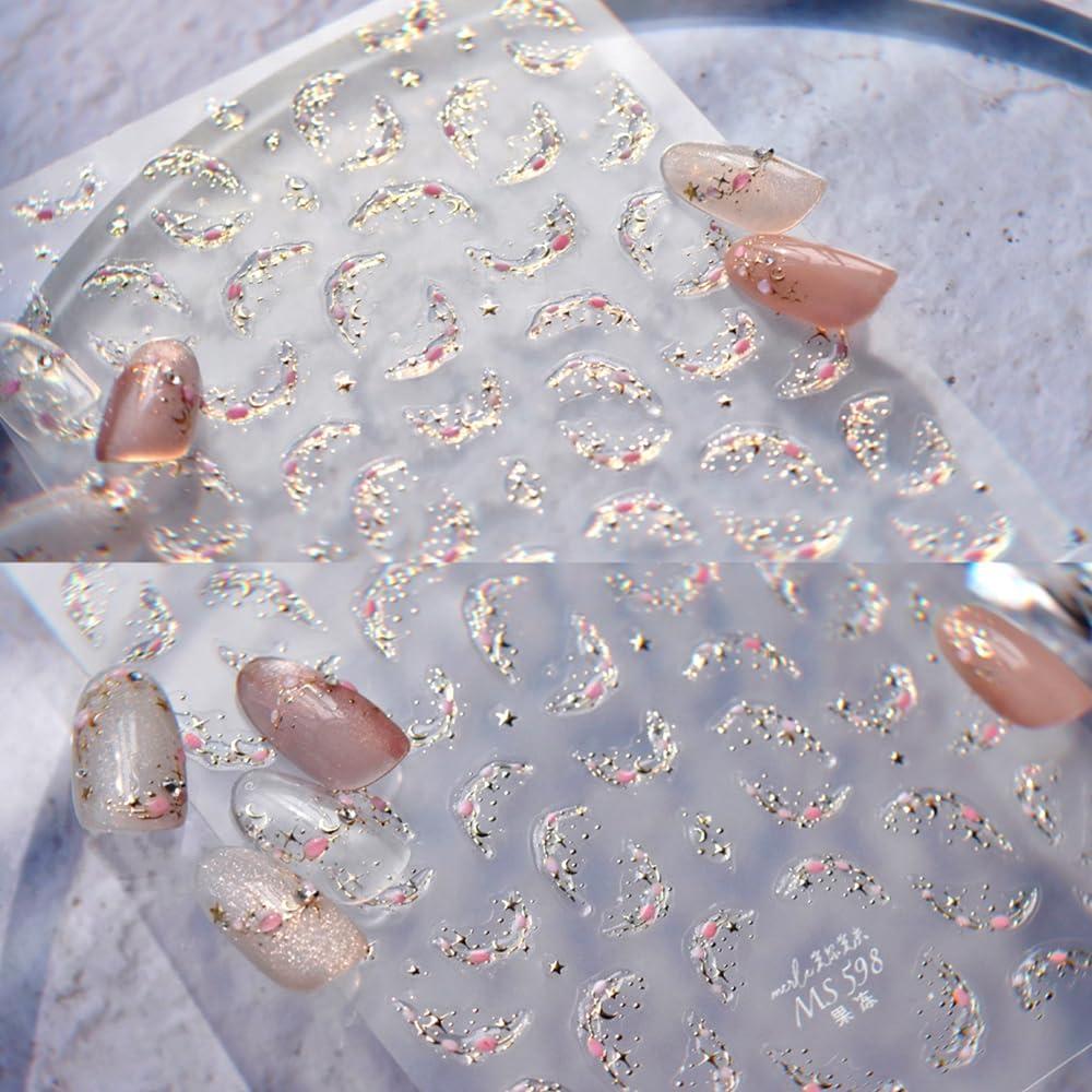Pegatinas de Uñas de Cristal de Hielo Dornail - Diseño Estrella Luna