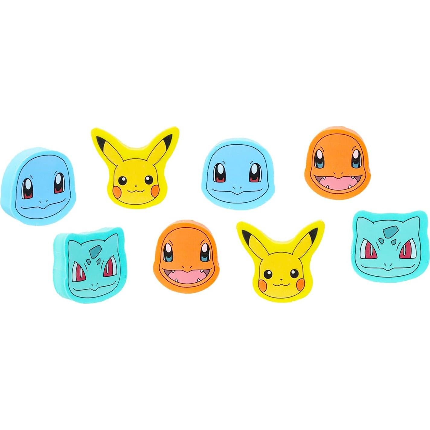 Conjunto de 8 Borradores Pokemon - Favores de Fiesta Multicolor
