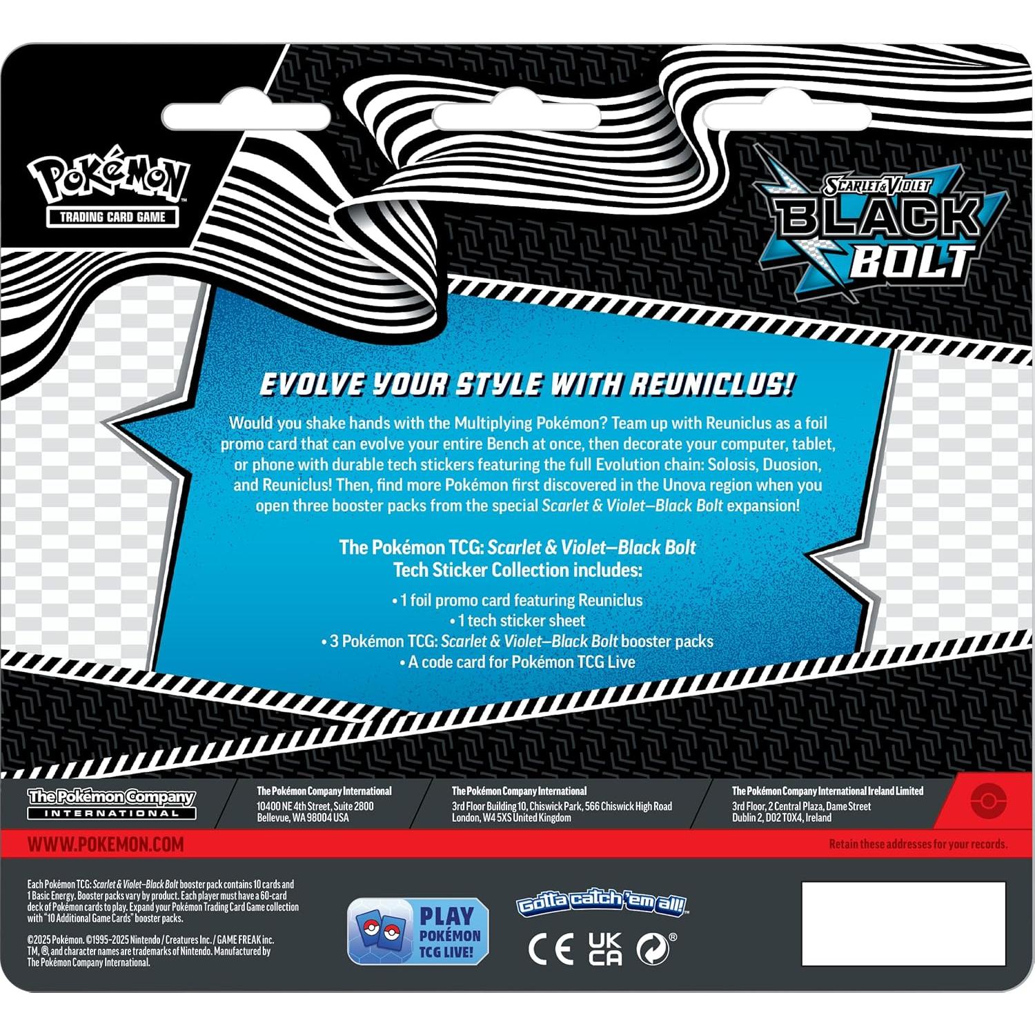 Pokemon TCG Escarlata y Púrpura Black Bolt - Blister con Stickers