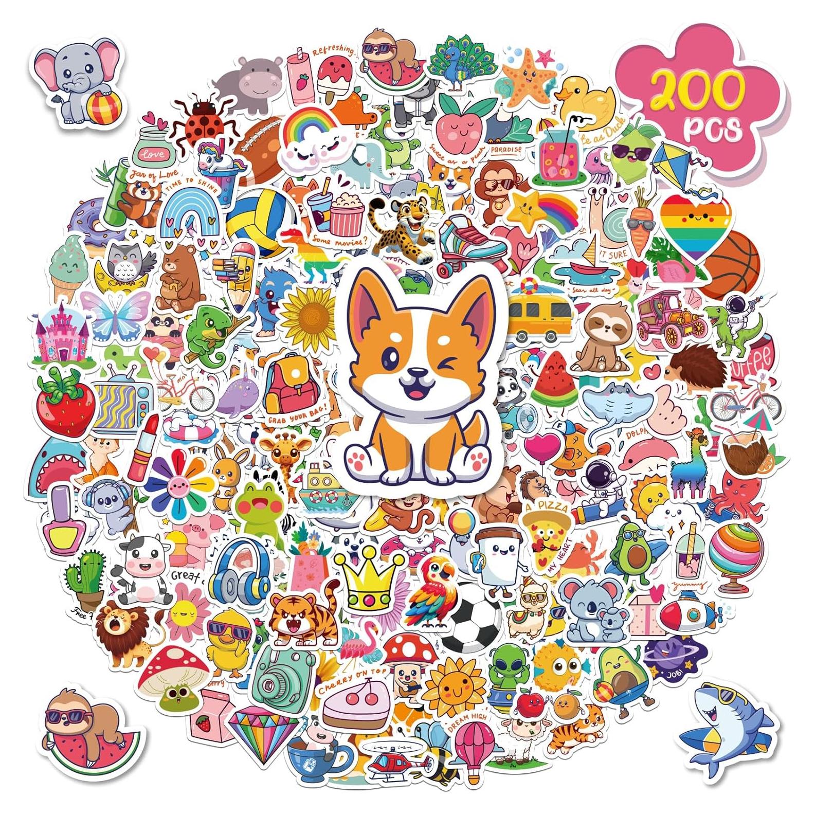 Calcomanías para Botellas de Agua ALODNY 200 Piezas Kawaii