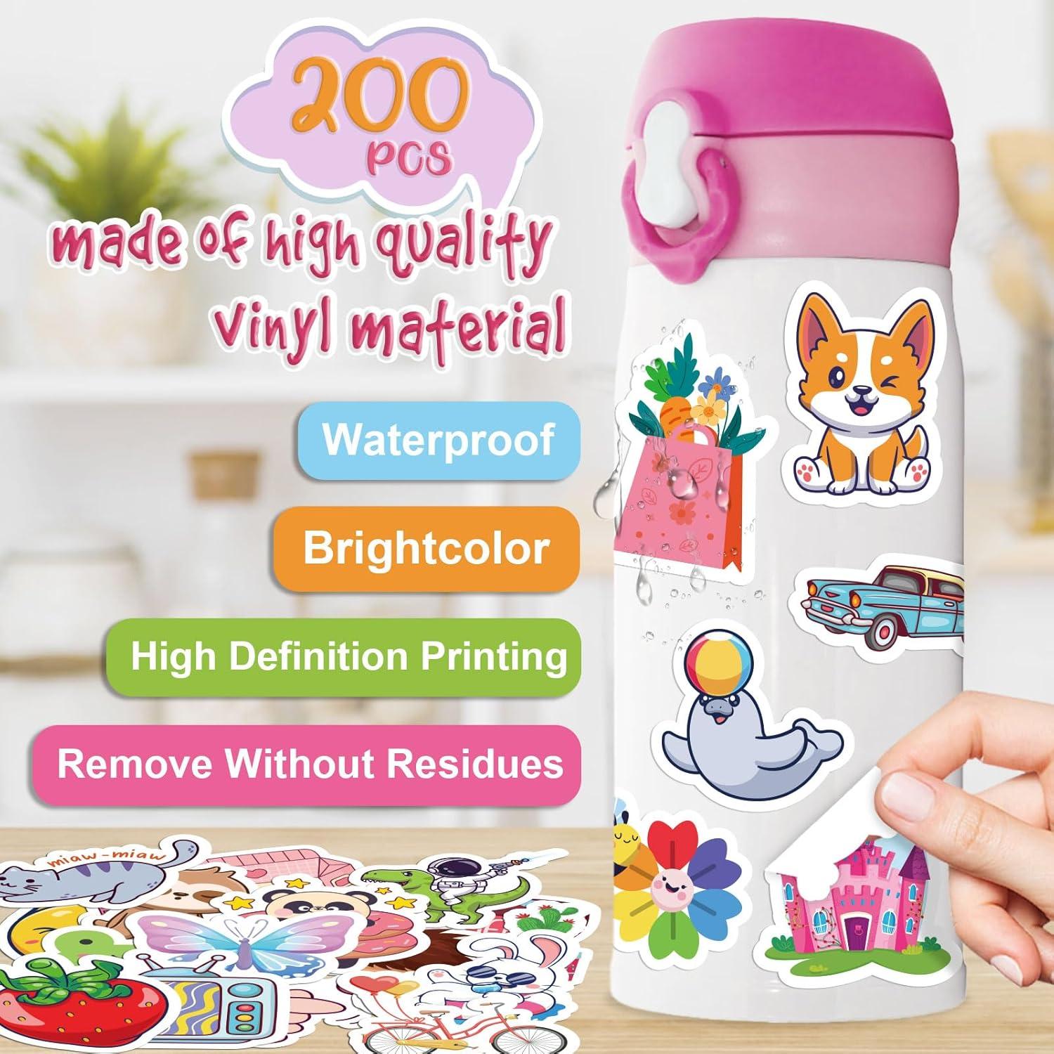 Calcomanías para Botellas de Agua ALODNY 200 Piezas Kawaii