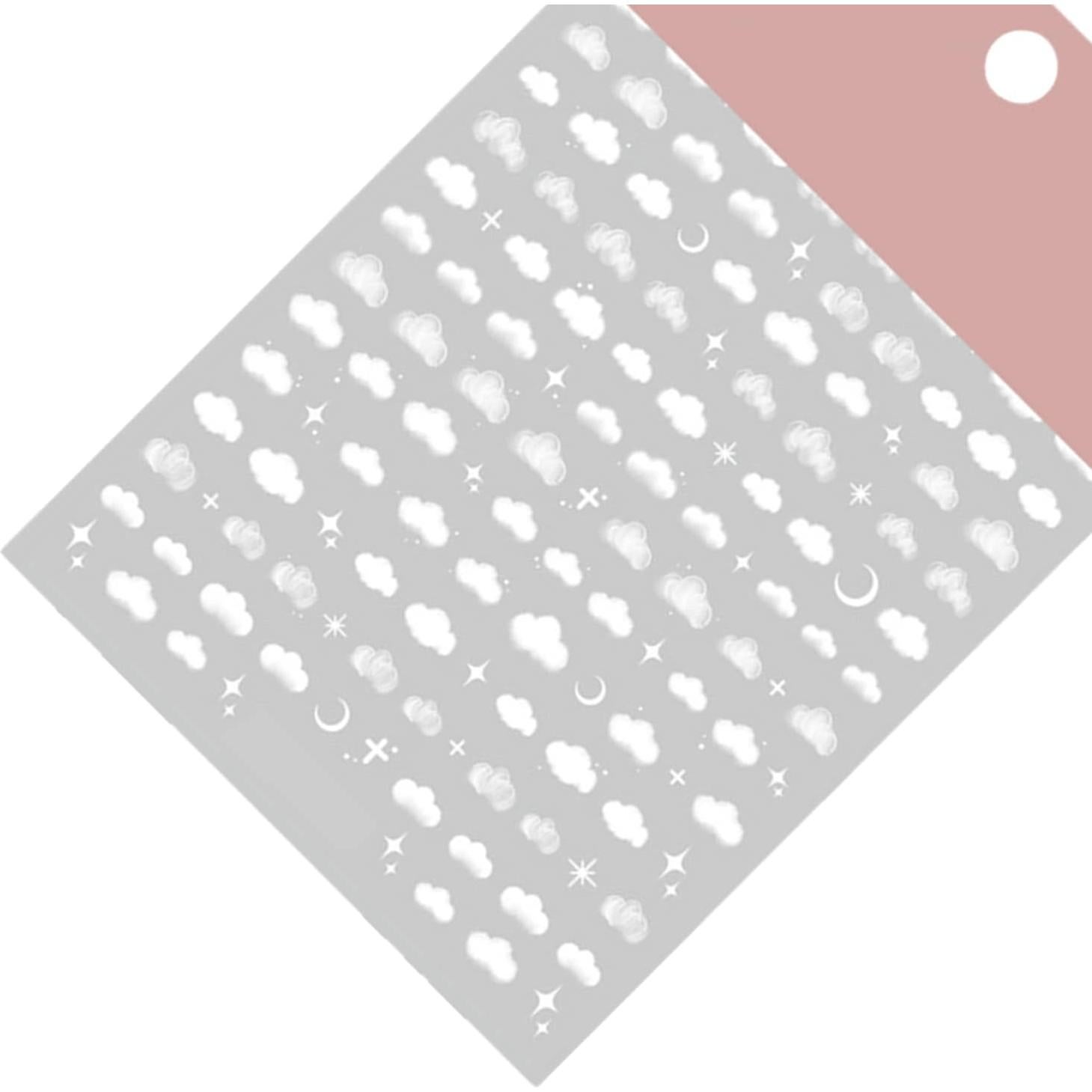 Calcomanías de Uñas 3D TPhaelay Nubes Blancas 2 Hojas