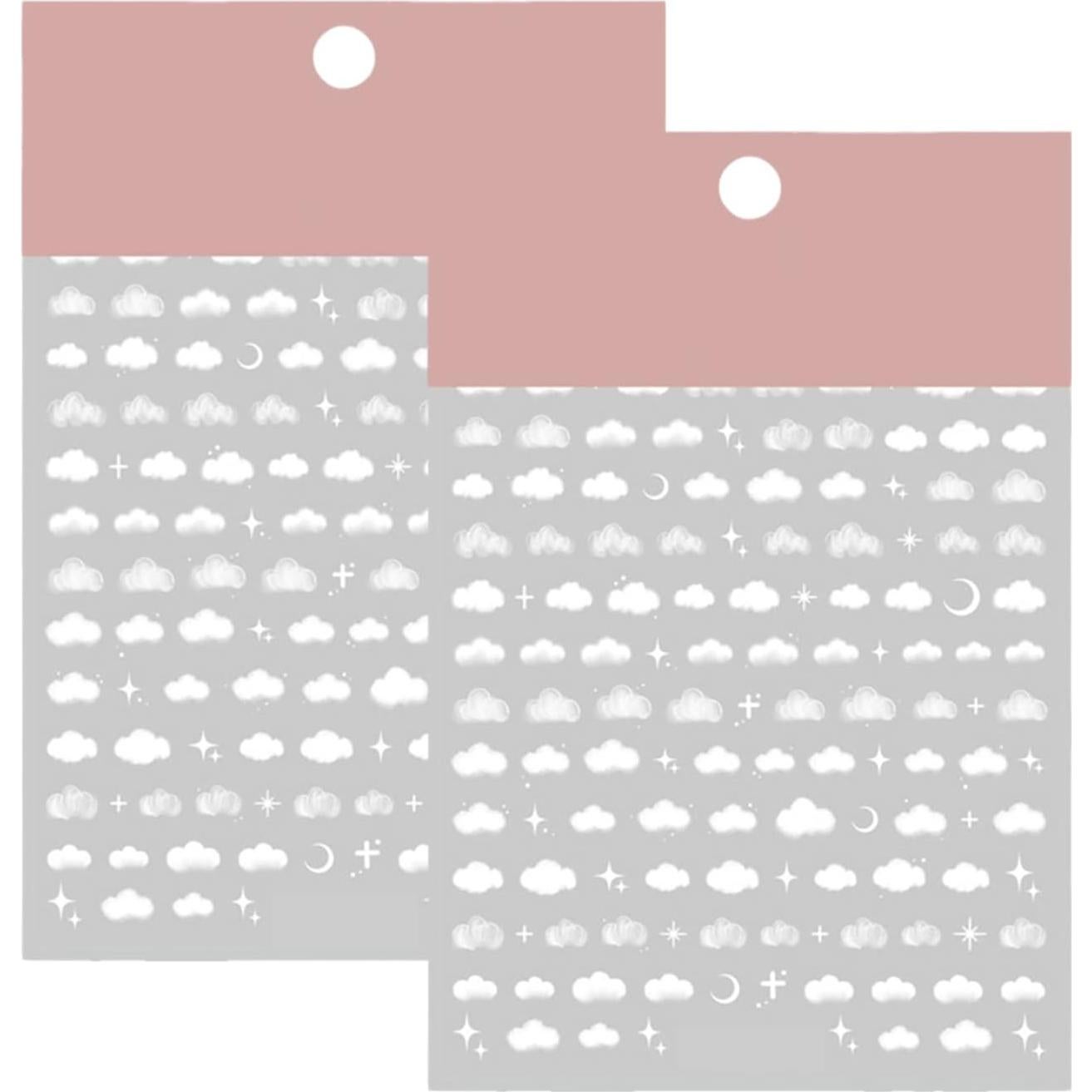 Calcomanías de Uñas 3D TPhaelay Nubes Blancas 2 Hojas