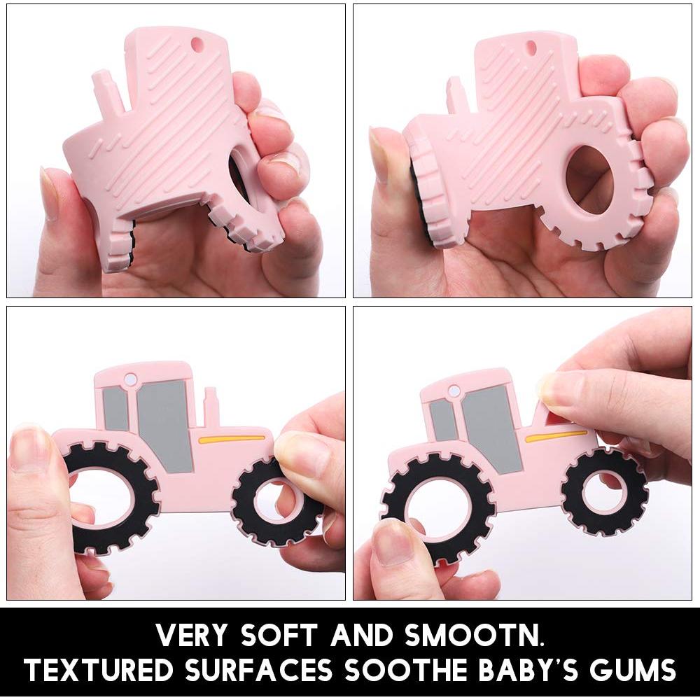Mordedor de Silicona AmazingM Tractor Rosa para Bebés