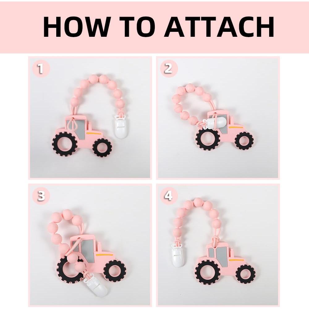 Mordedor de Silicona AmazingM Tractor Rosa para Bebés