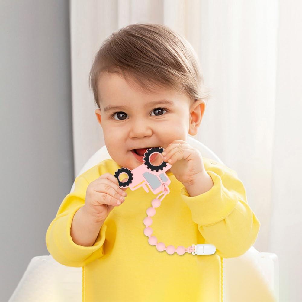 Mordedor de Silicona AmazingM Tractor Rosa para Bebés