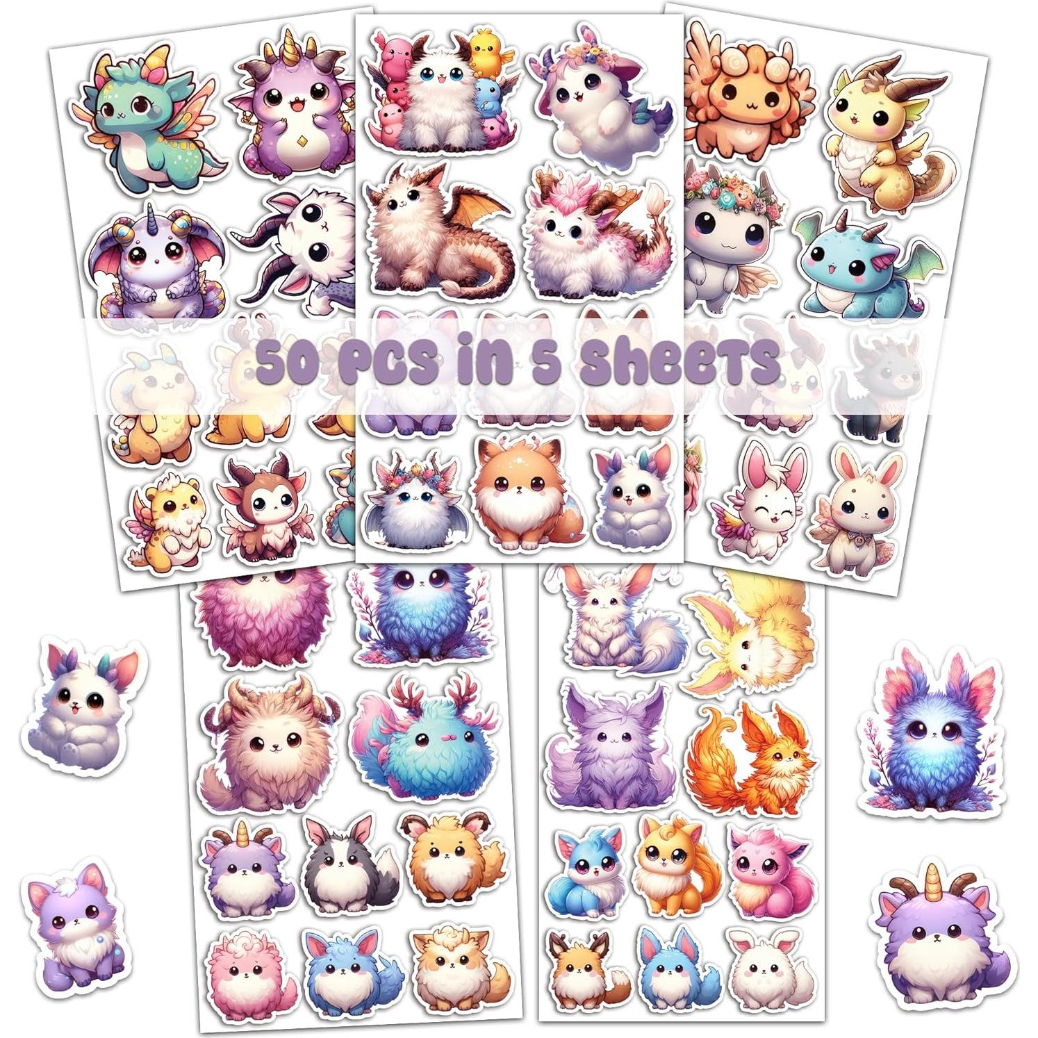 Pack 50 Pegatinas Kawaii de Vinilo Impermeables BIGZORO