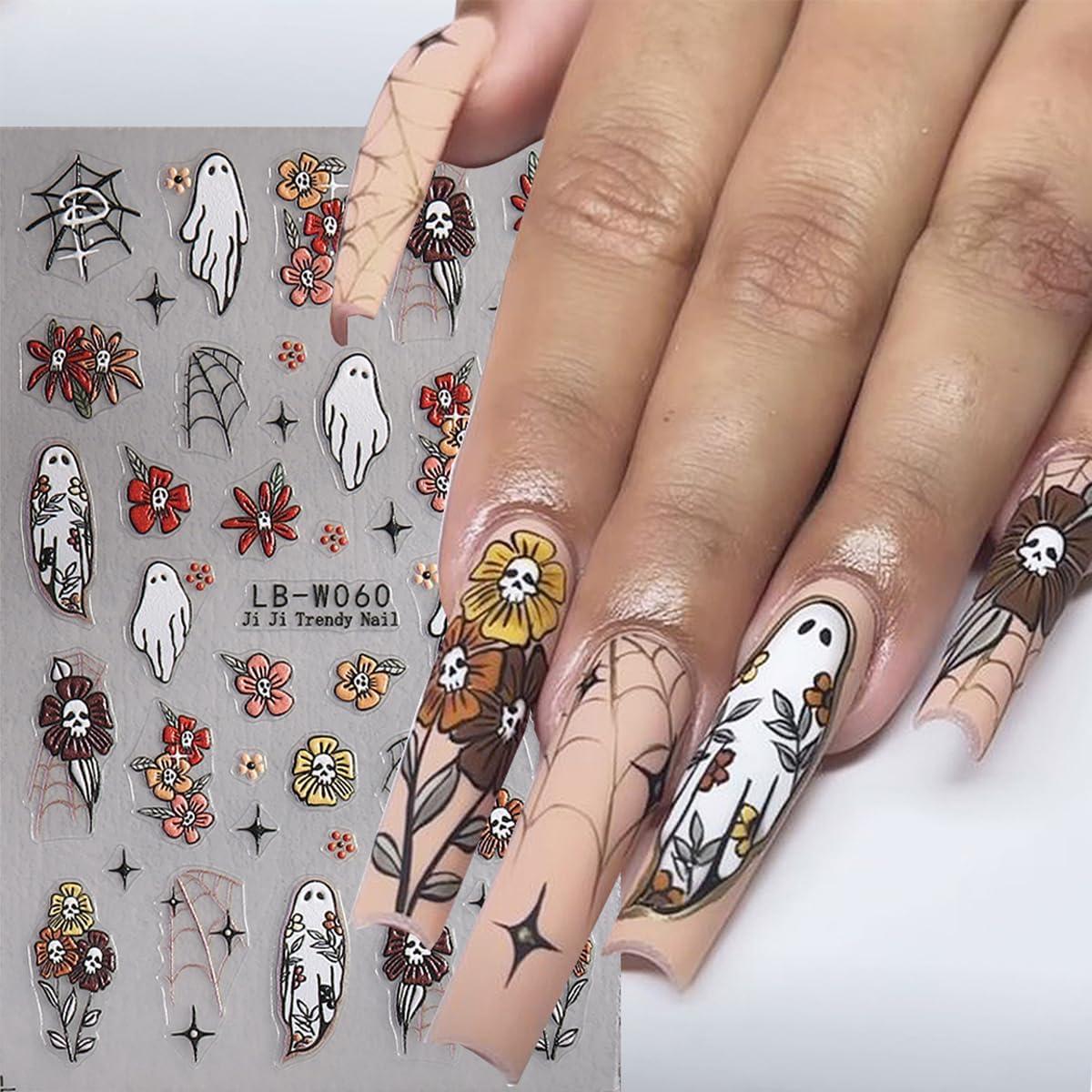Calcomanías de Uñas de Halloween DAJIJIYOU - 4 Hojas 3D
