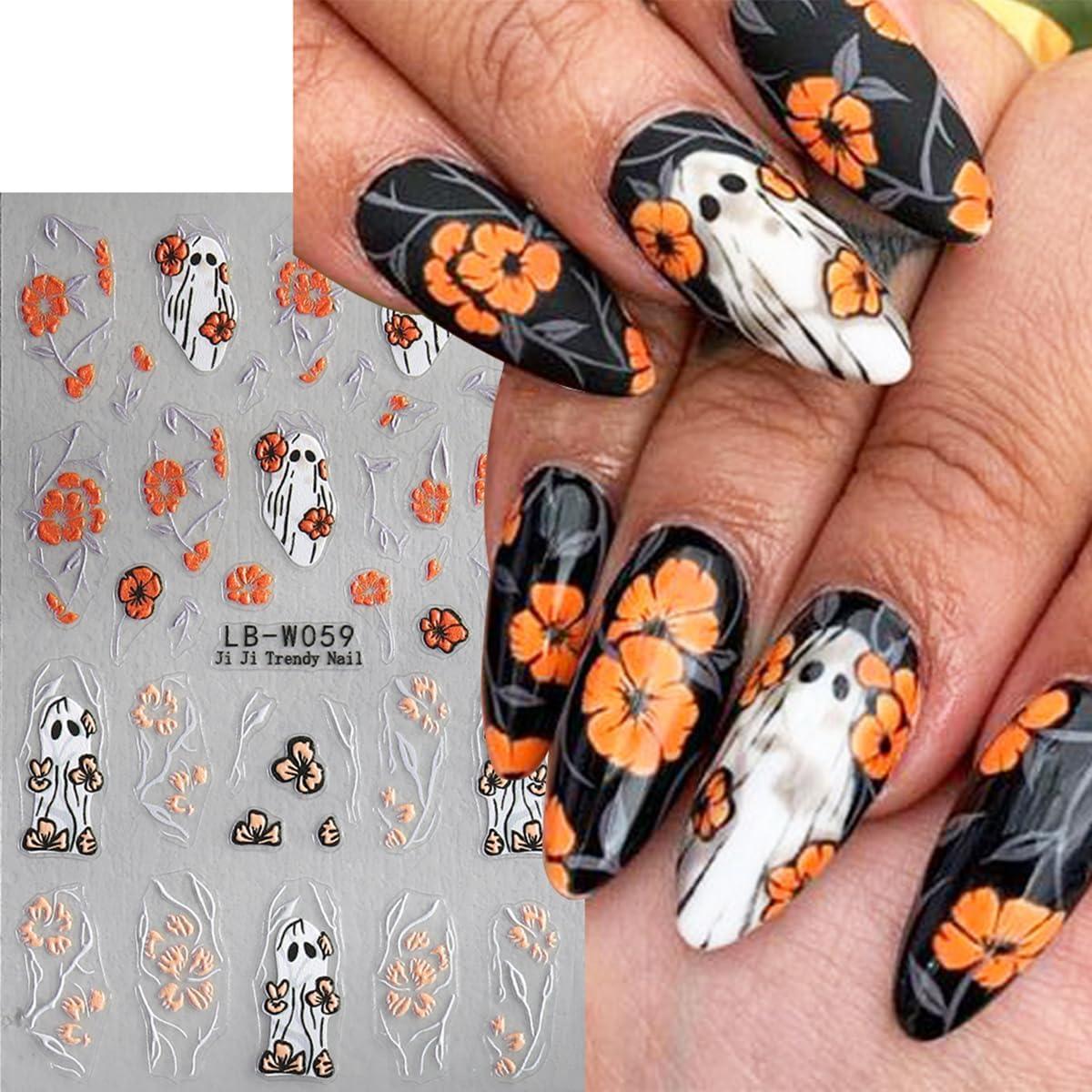 Calcomanías de Uñas de Halloween DAJIJIYOU - 4 Hojas 3D