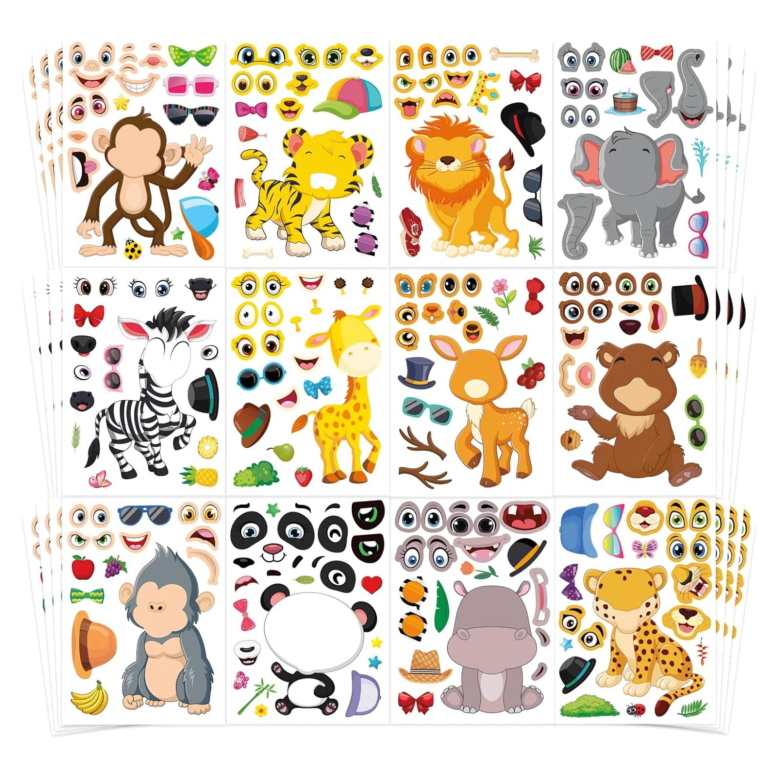 48 Hojas Stickers de Animales Safari DUJAA para Niños