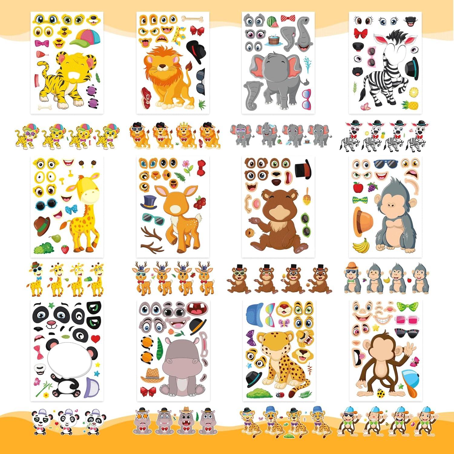 48 Hojas Stickers de Animales Safari DUJAA para Niños