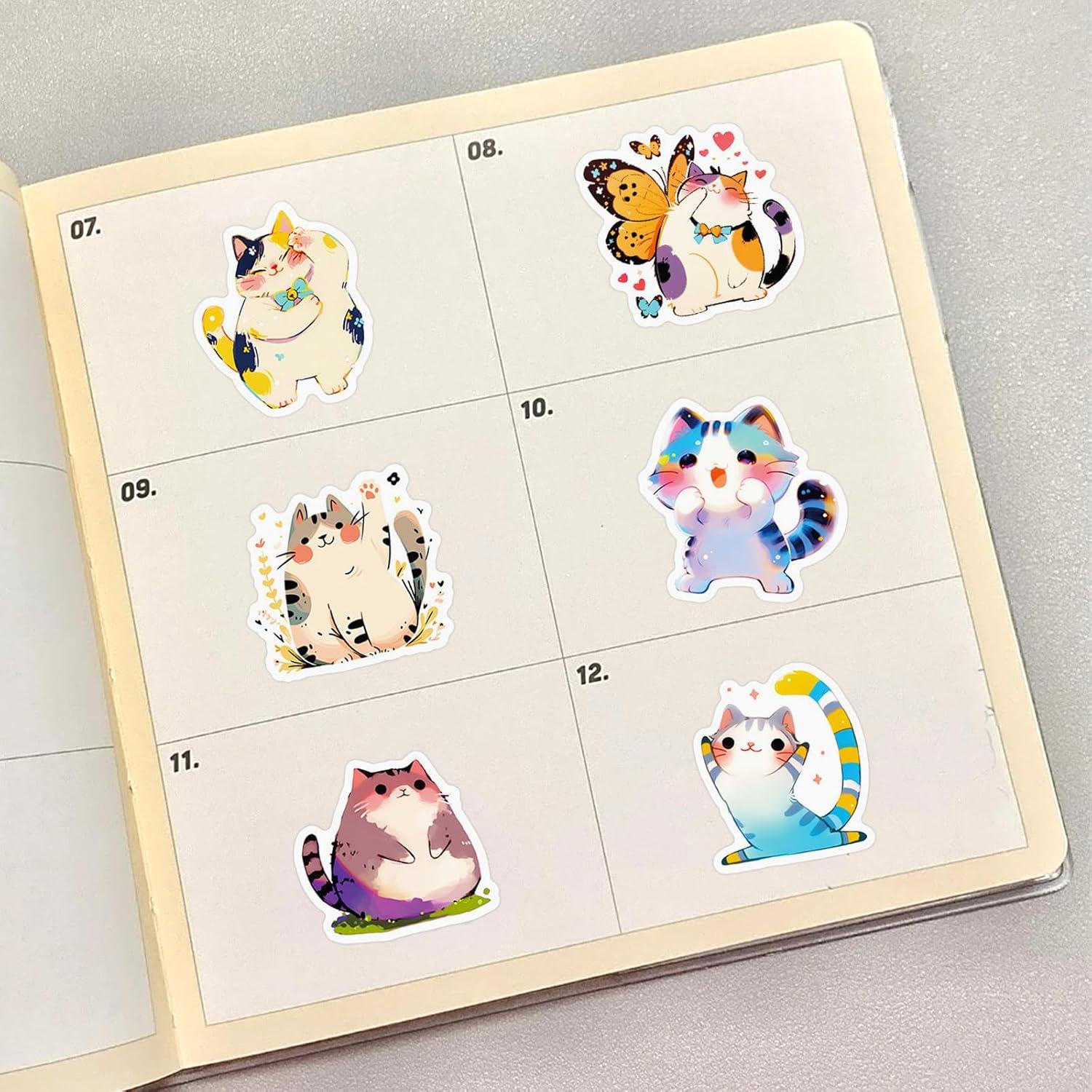 Pegatinas de Gato Kawaii Ychsring - 50 Pcs Vinilo Impermeable