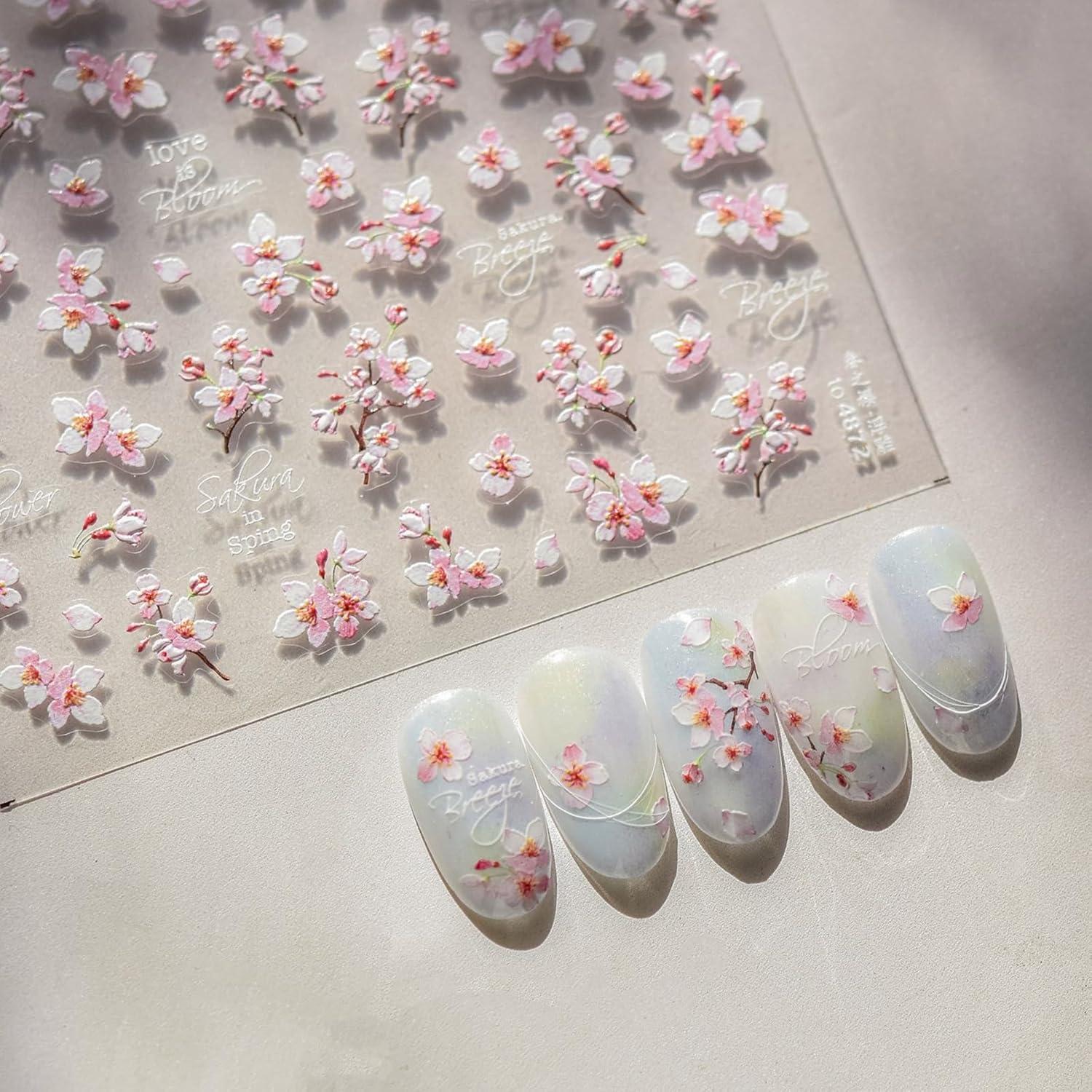 Calcomanías de Uñas 5D Floral FRUZJAY - Autoadhesivas Multicolor