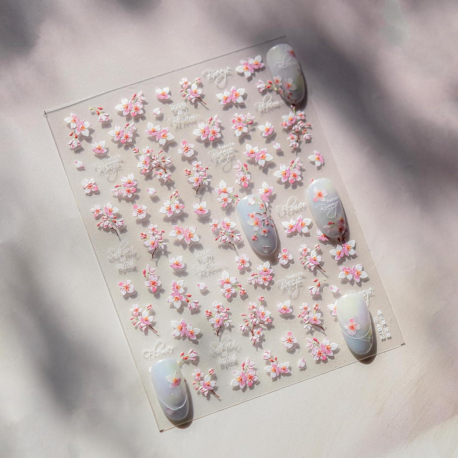 Calcomanías de Uñas 5D Floral FRUZJAY - Autoadhesivas Multicolor