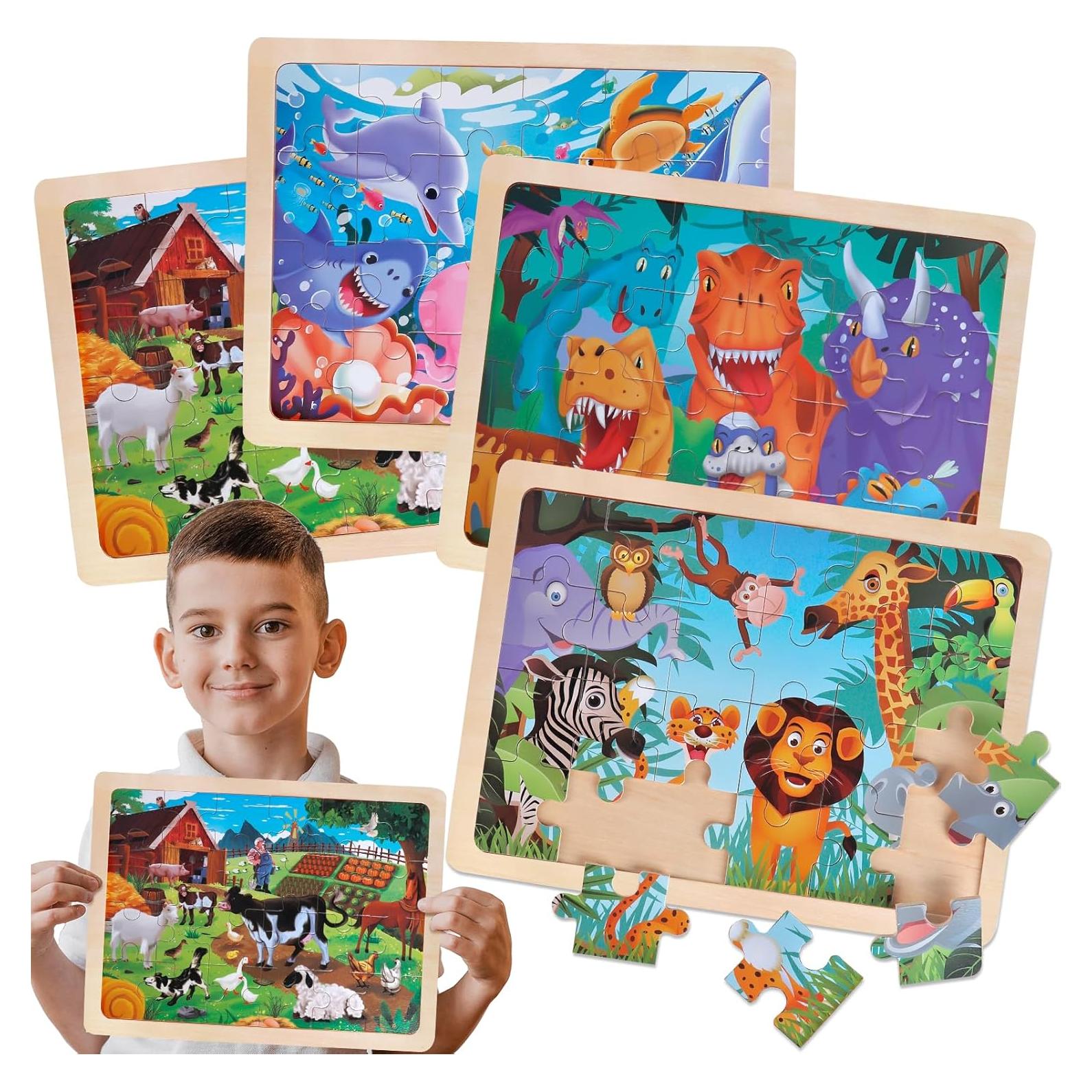 Rompecabezas de Madera Wuzhineisn 4 Temas Educativos 24 Piezas