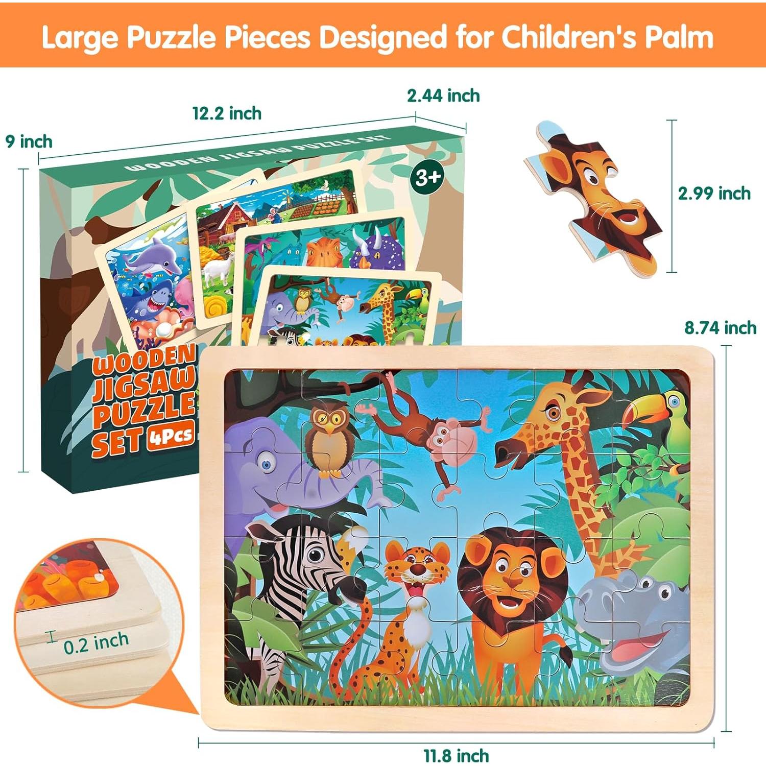 Rompecabezas de Madera Wuzhineisn 4 Temas Educativos 24 Piezas