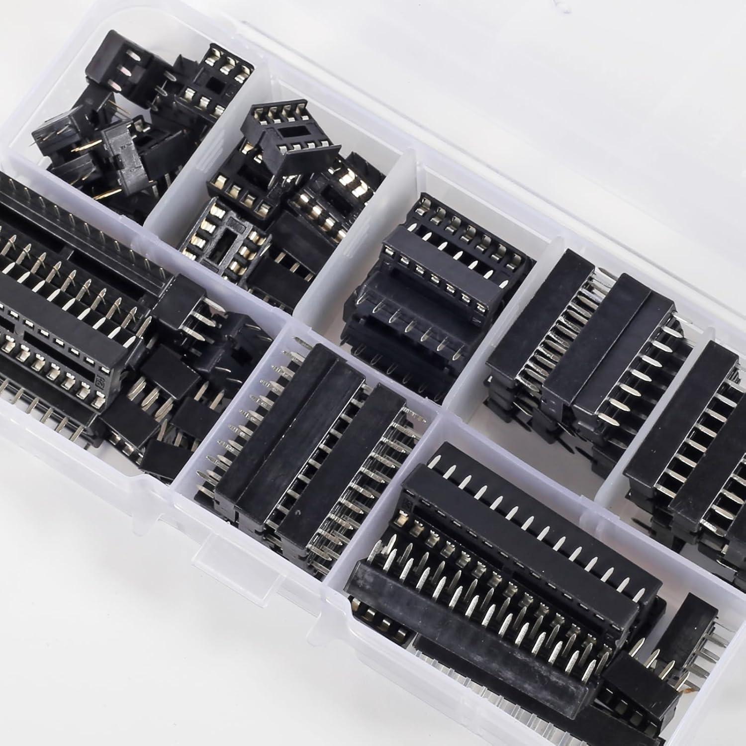 Kit de Adaptadores DIP IC DWEII 132 Piezas 6-28 Pines 2.54mm