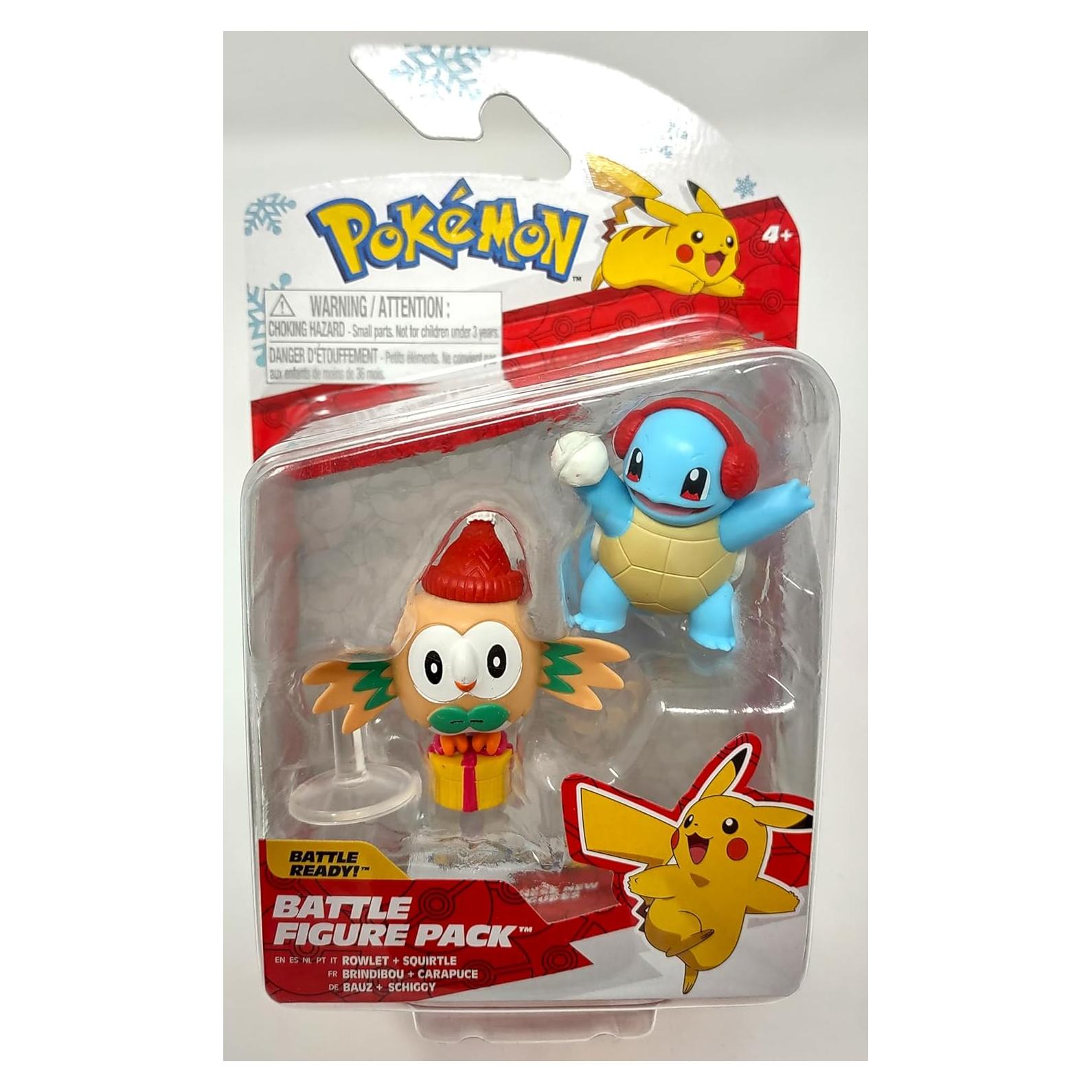 Figuras de Acción Pokemon Jazwares Rowlet y Squirtle 2 Pack