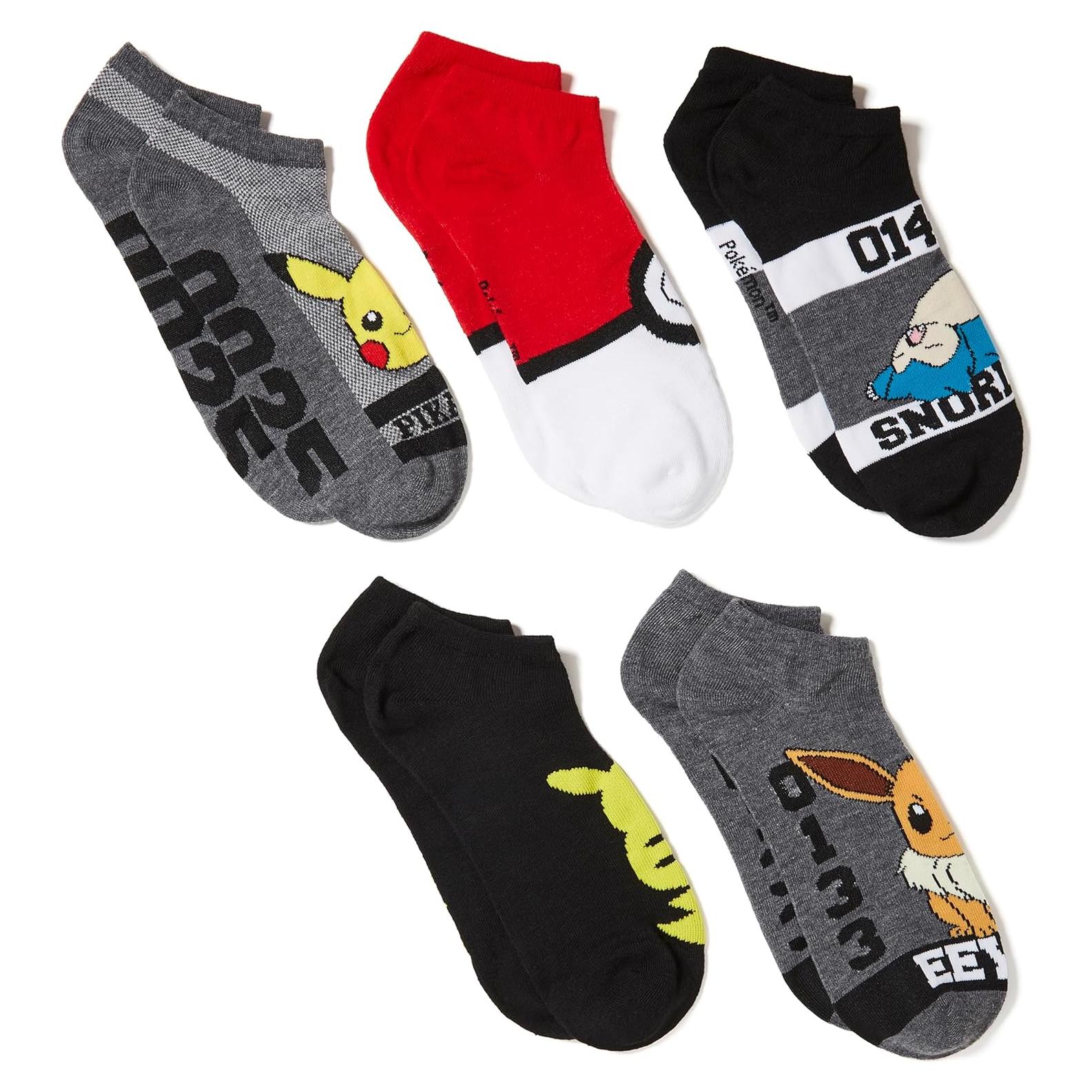 Calcetines No Mostrar para Hombre Pokemon - 5 Paquetes