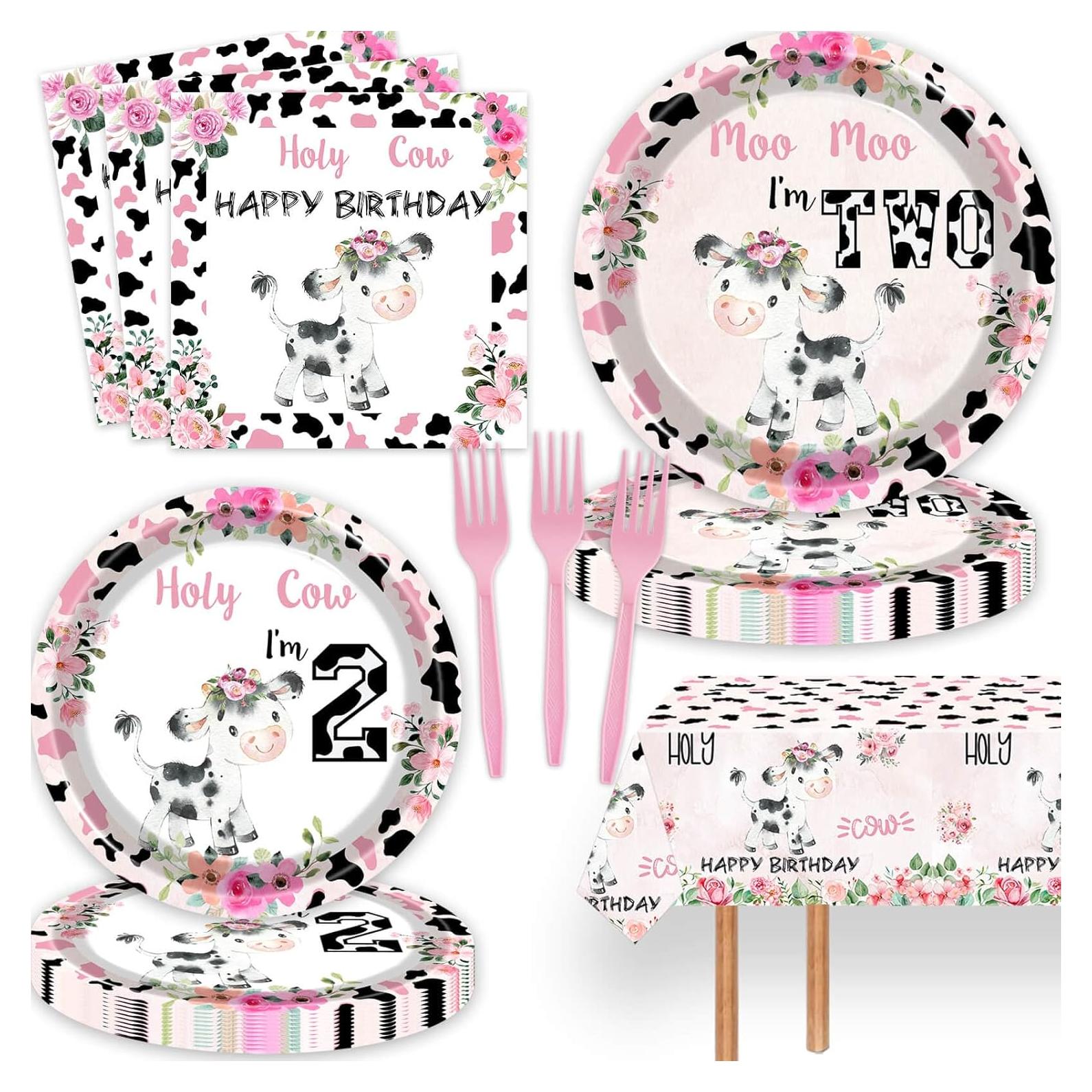 51 Pzs Suministros Fiesta Cumpleaños Vaca 2 Años Vetwo