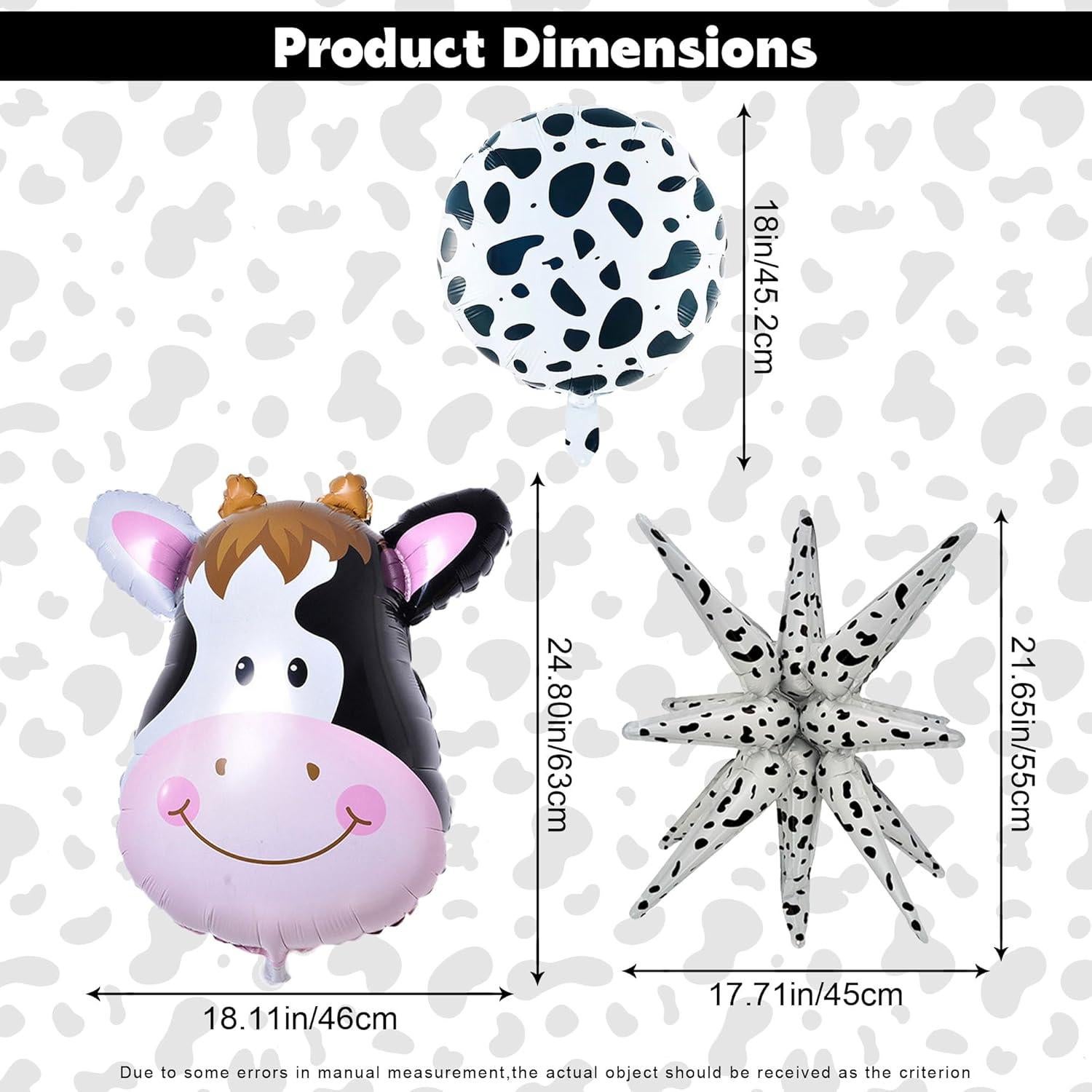 Set 5 Globos de Vaca Heyiminy 45 cm Fiesta Cumpleaños