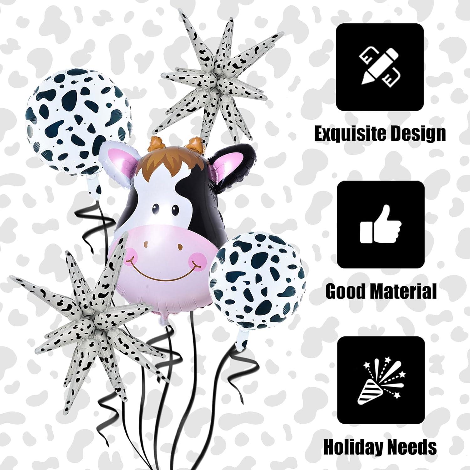 Set 5 Globos de Vaca Heyiminy 45 cm Fiesta Cumpleaños