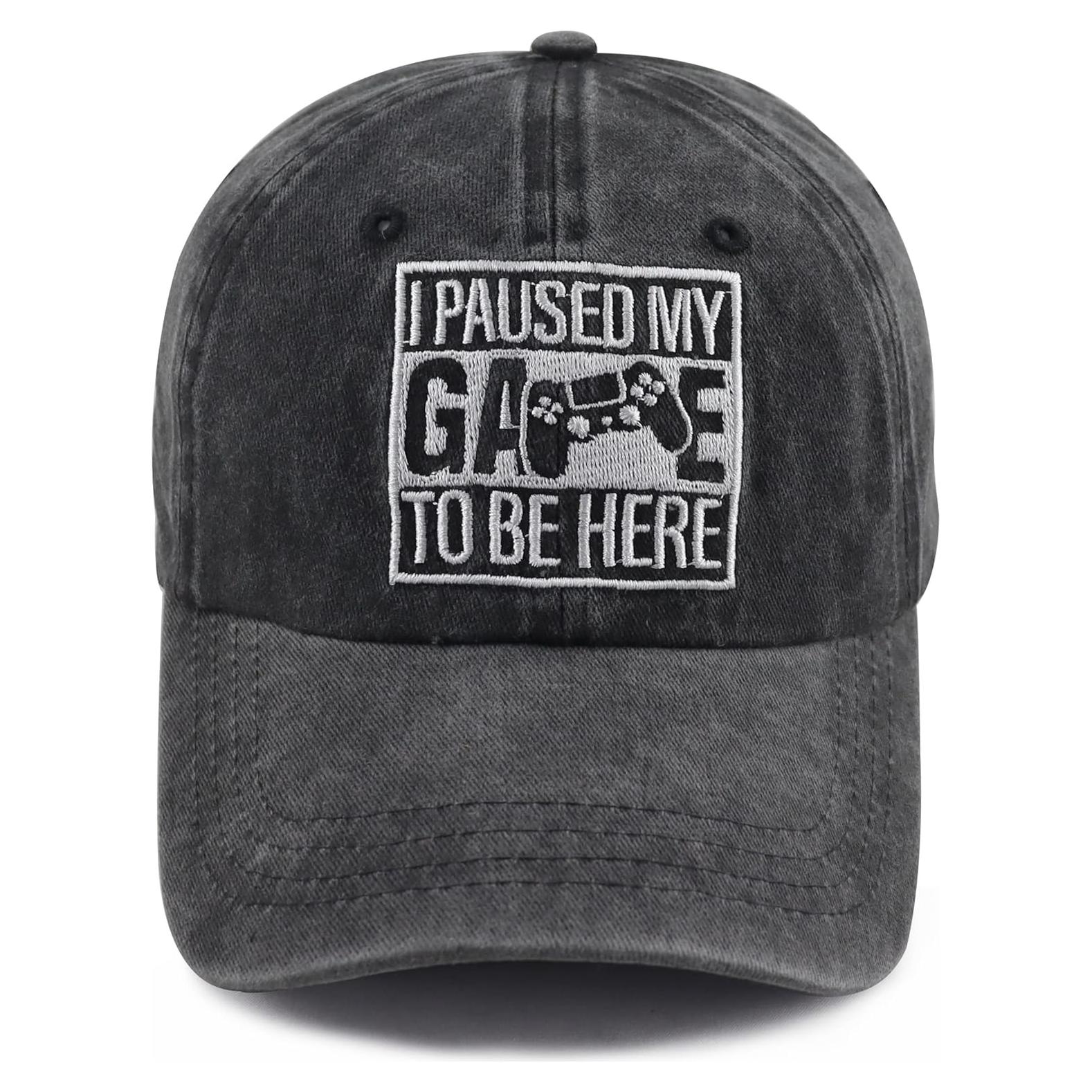 Gorra de Béisbol I Pausé Mi Juego Ajustable Algodón Negra