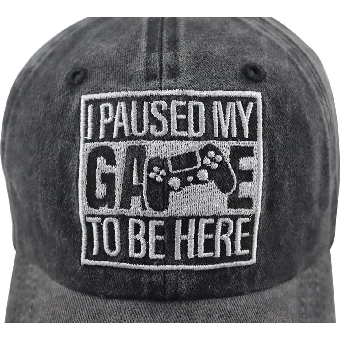 Gorra de Béisbol I Pausé Mi Juego Ajustable Algodón Negra