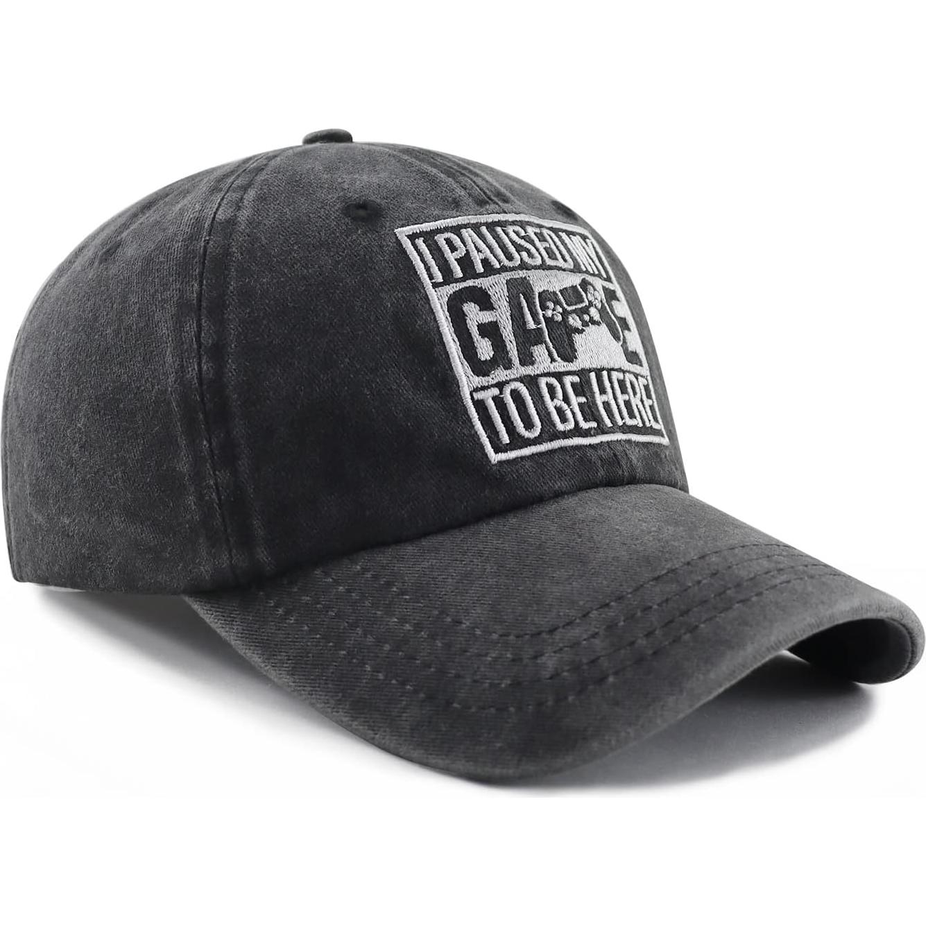 Gorra de Béisbol I Pausé Mi Juego Ajustable Algodón Negra